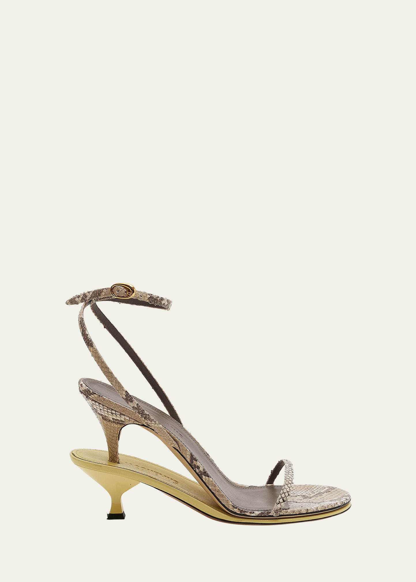 Jacquemus Les Doubles Ankle-strap Embossed Sandals In Python Beigepale