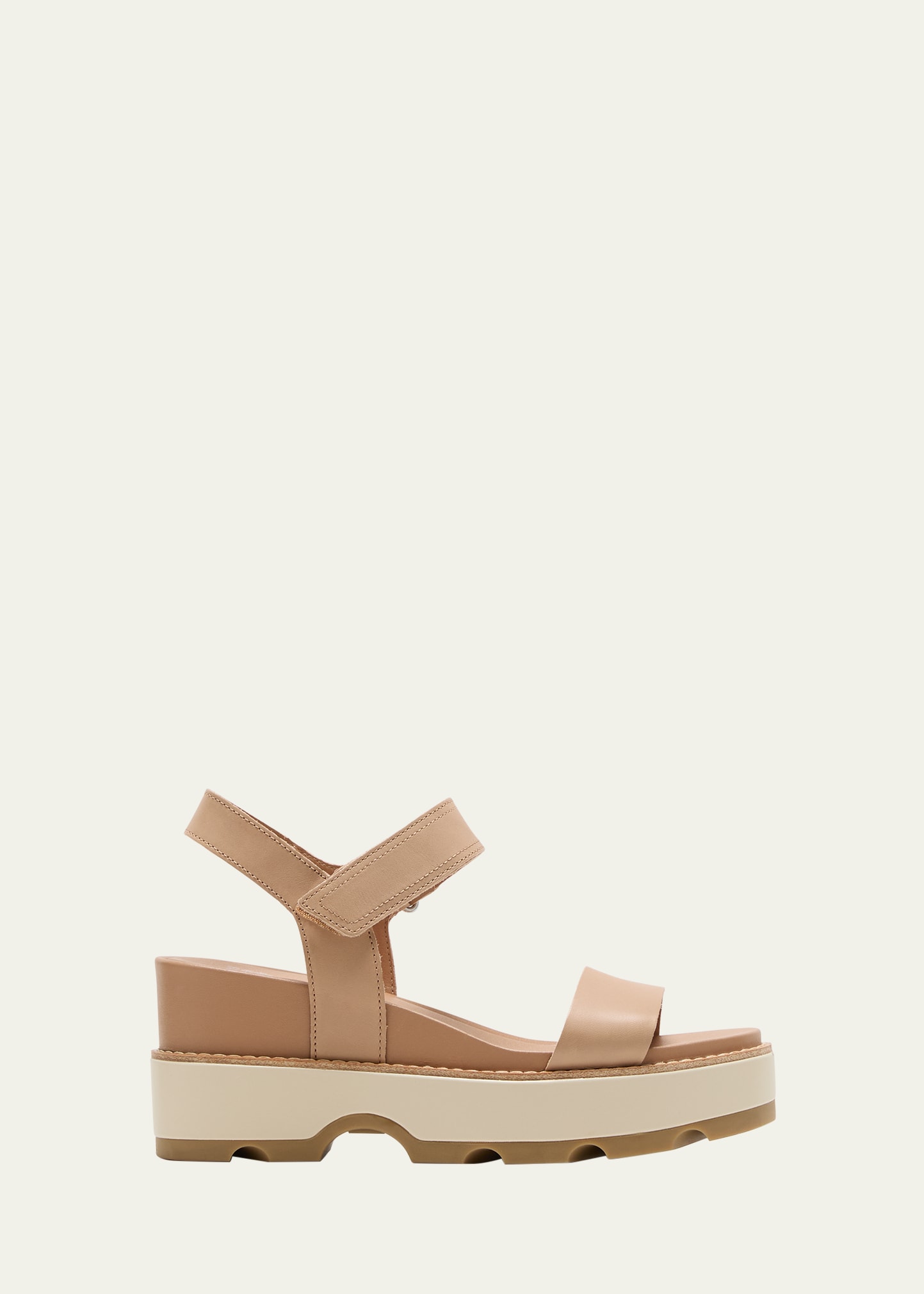 Sorel Joani Leather Grip Comfort Sandals In Honest Beige Blea