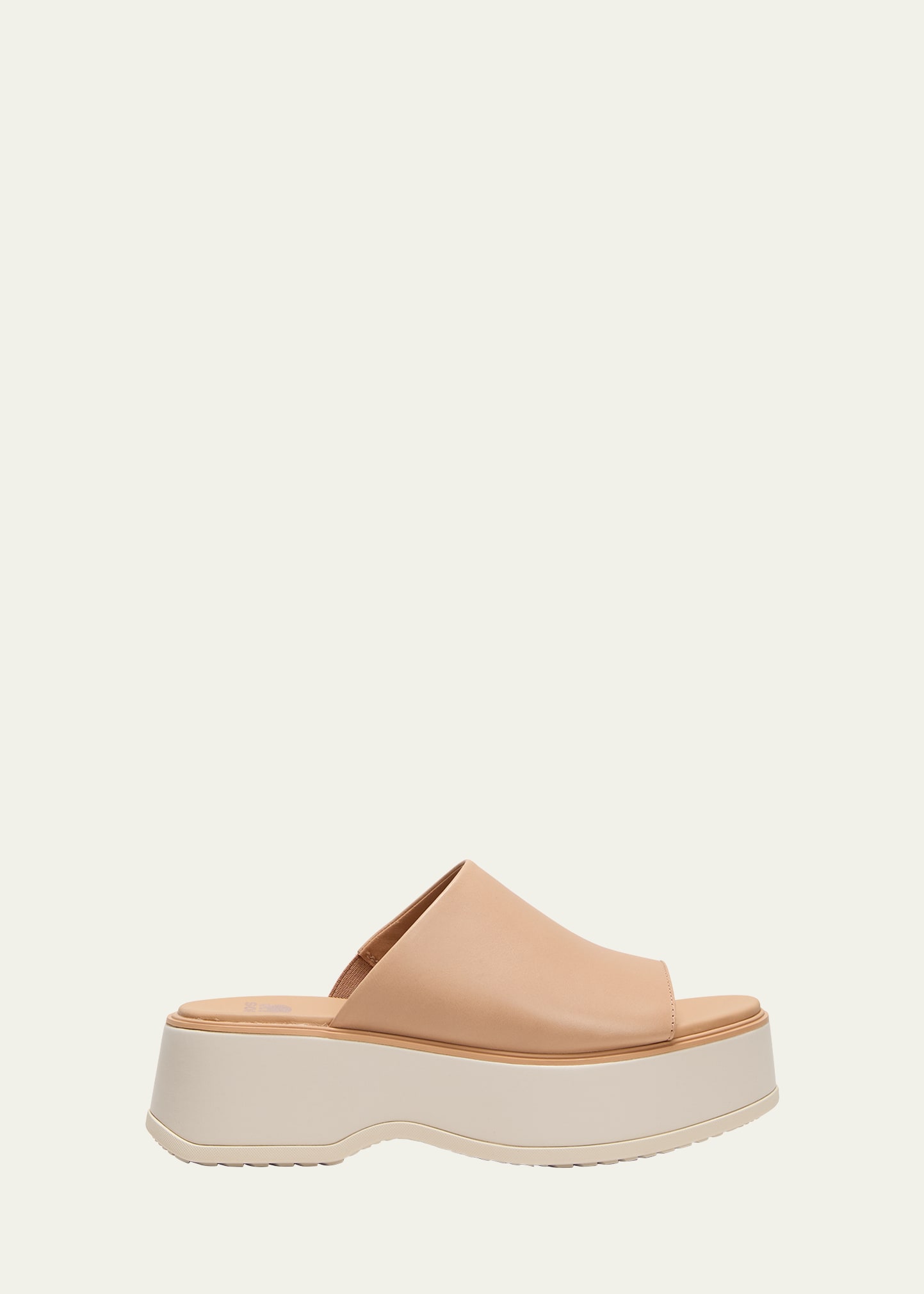 Shop Sorel Dayspring Leather Platform Slide Sandals In Honest Beige Chal