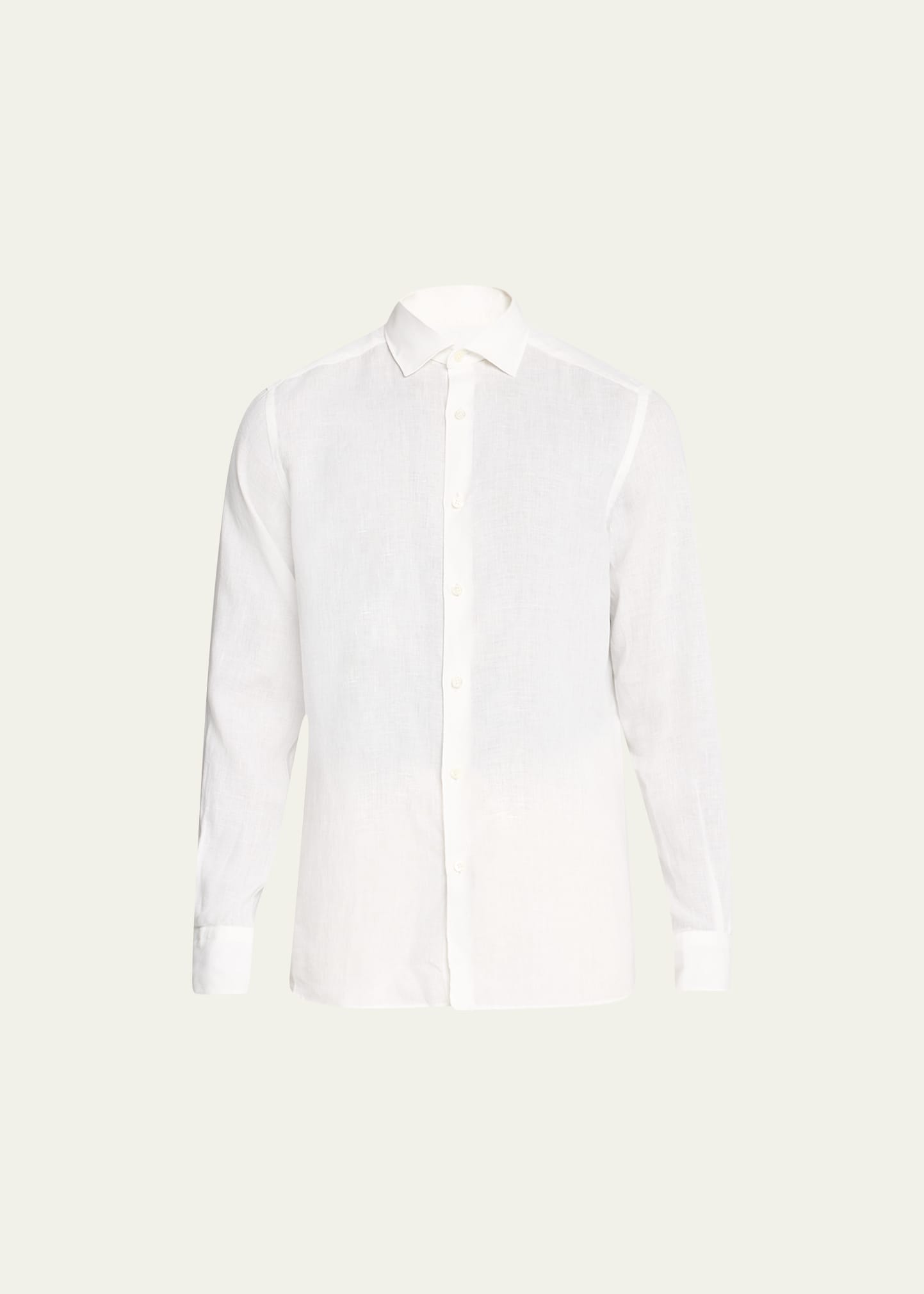Shop Zegna Men's Linen Casual Button-down Shirt In Wht Sld