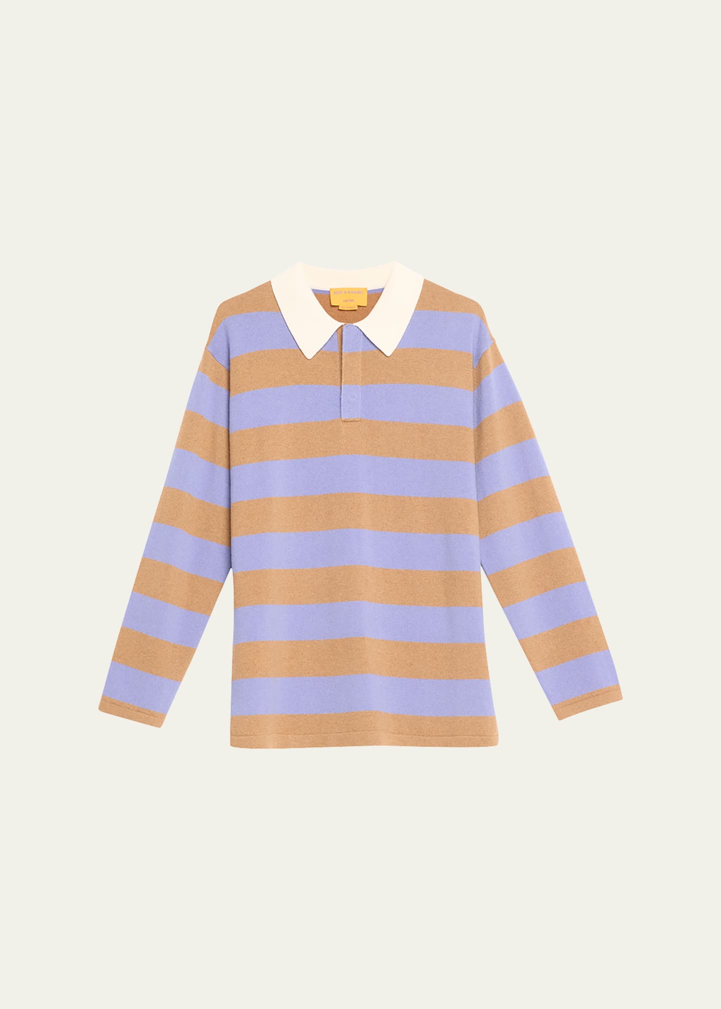 Guest In Residence Cashmere Long-sleeve Striped Rugby Top In Irisalmond Stripe