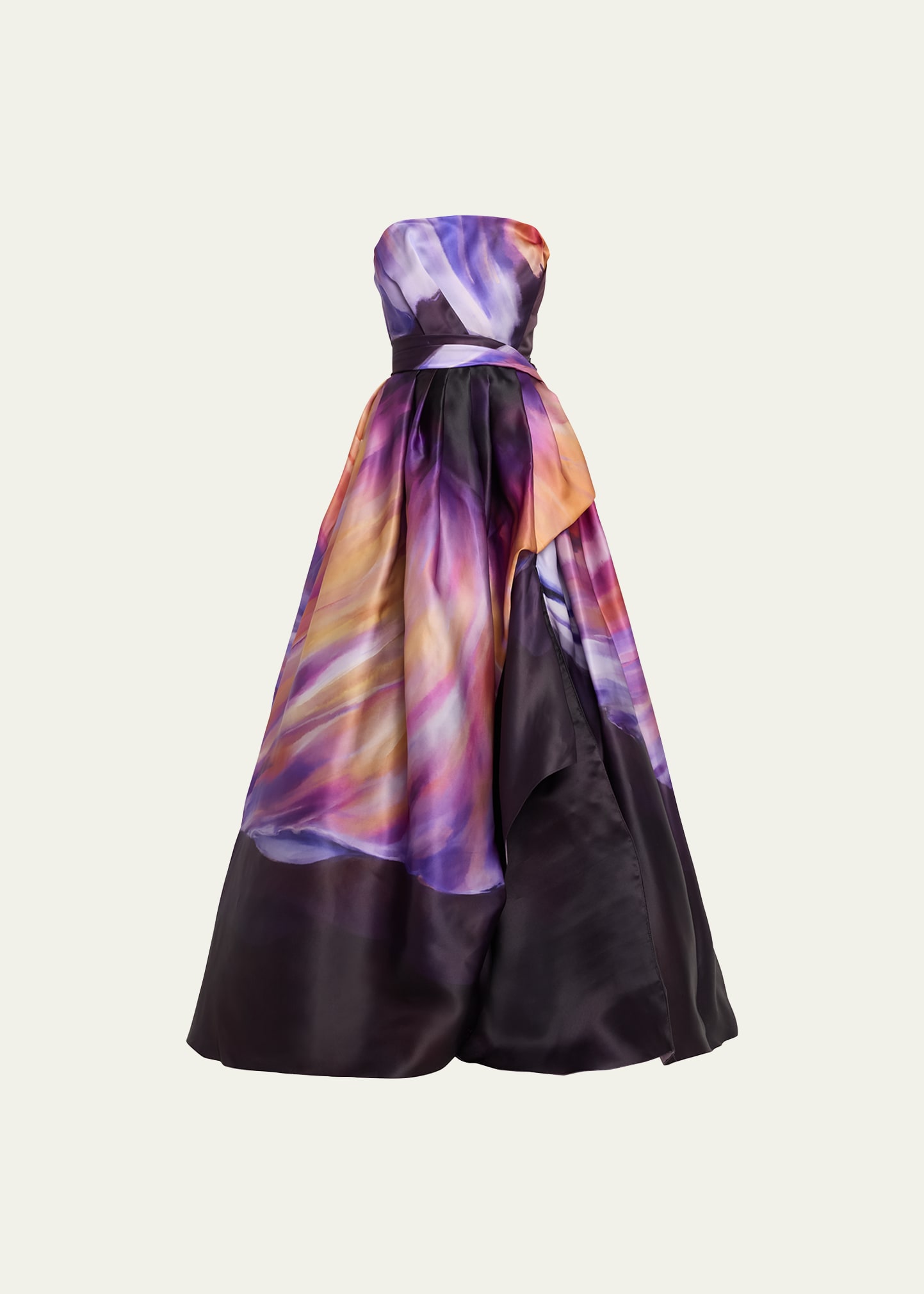 Marchesa Strapless Silk Organza Ball Gown In Multi