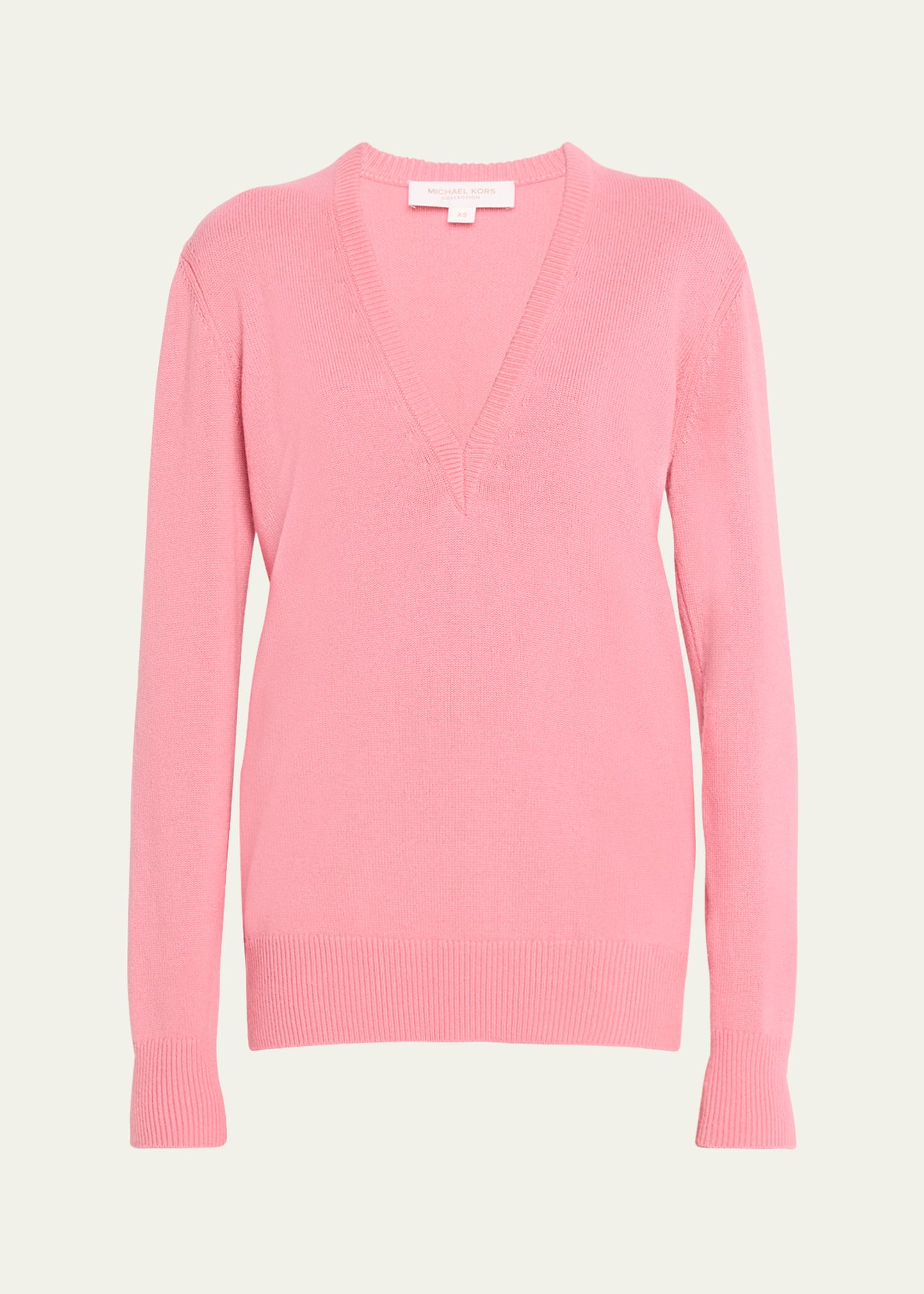 Shop Michael Kors Cashmere Push-sleeve Knit Sweater In Geranium