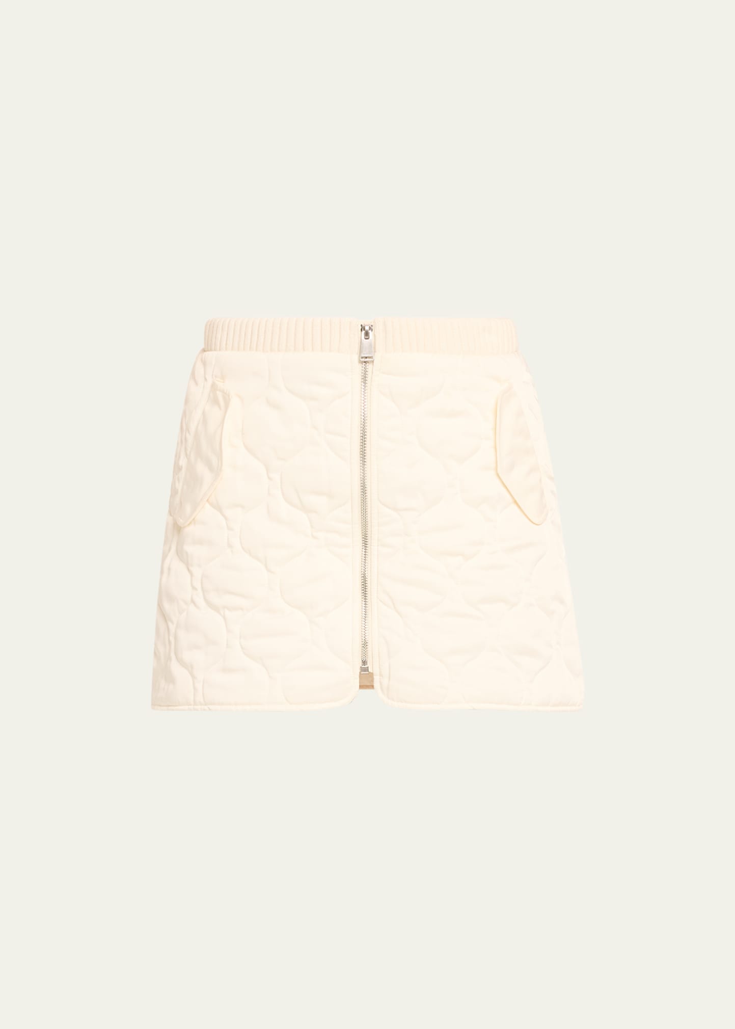 Shop Simkhai Ripley Quilted Combo Knit Mini Skirt In Eggshell