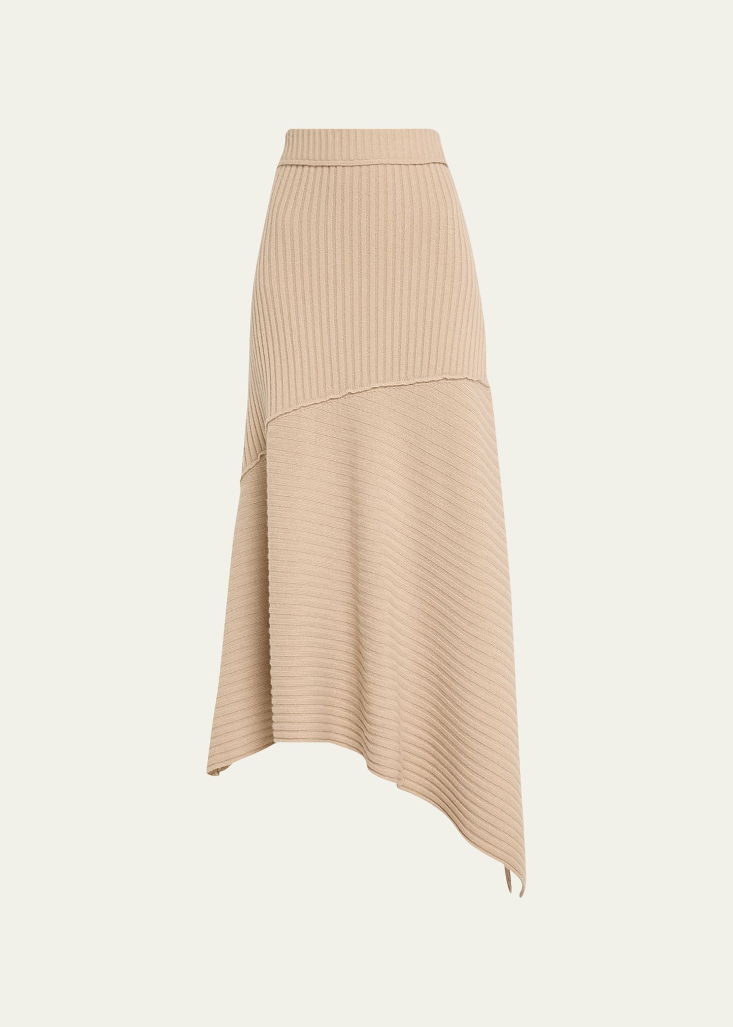 Simkhai Aloria Asymmetric Cashmere And Wool Midi Skirt In Light Driftwood