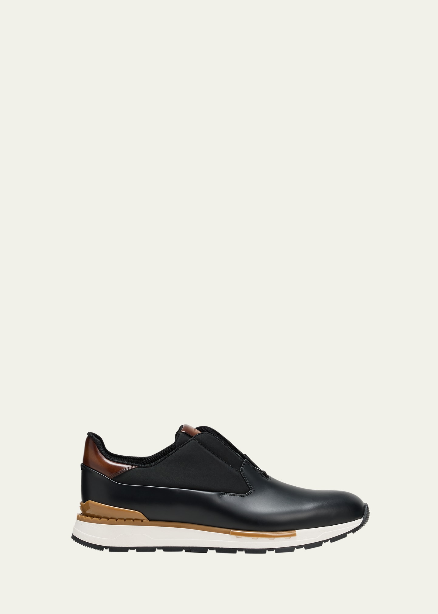 Shop Berluti Men's Fast Track Leather Low-top Sneakers In Nero