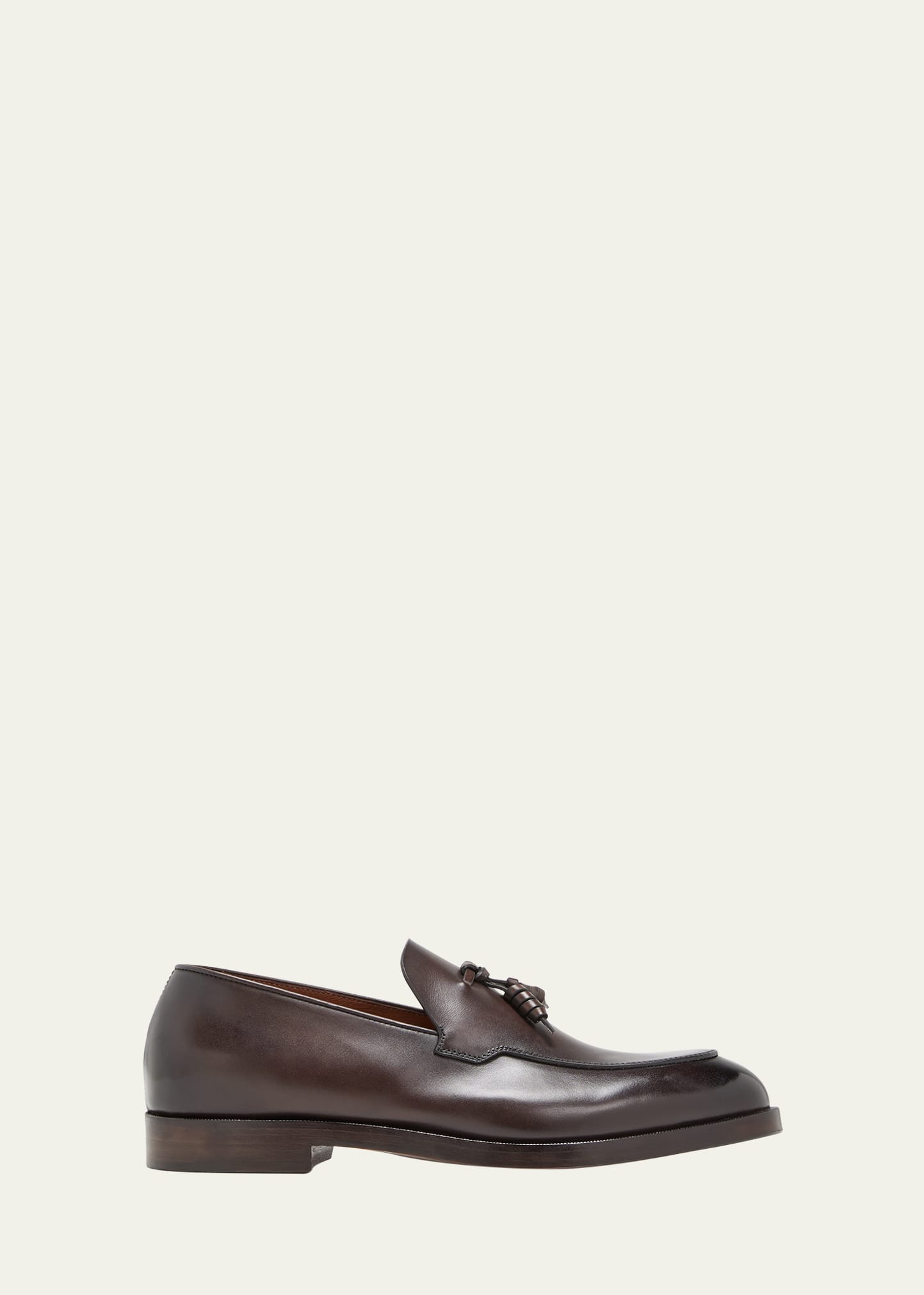 Zegna Men's Torino Leather Tassel Loafers In Dark Brown