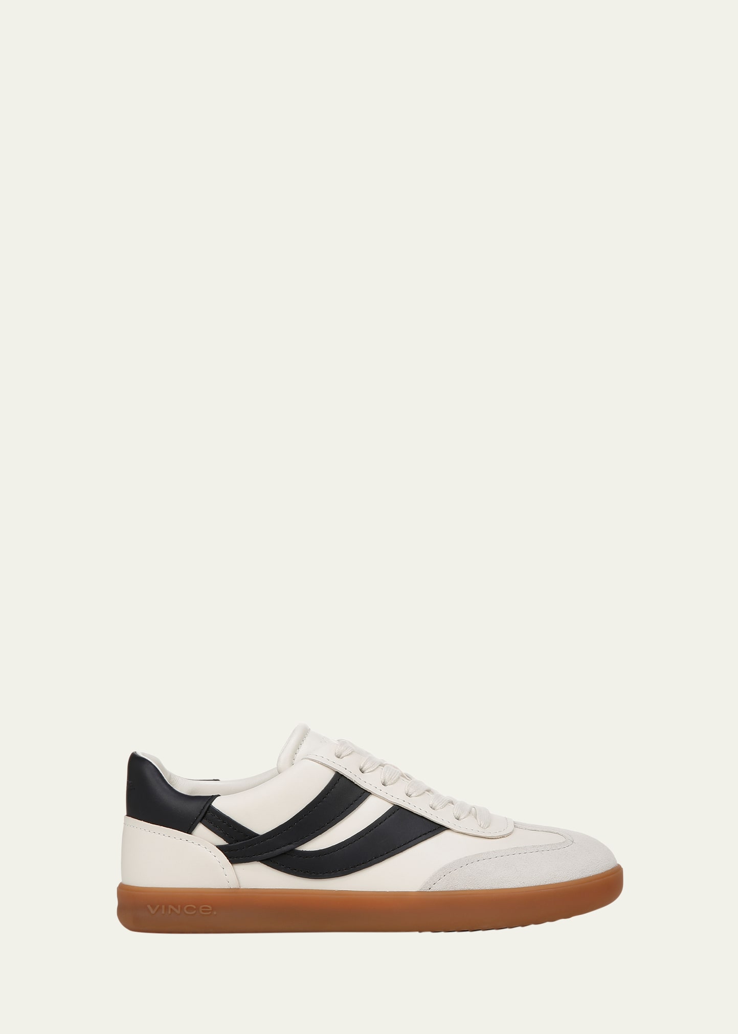 Vince Womens Mixed Media Leather Casual And Fashion Sneakers In Milk And Night Bl