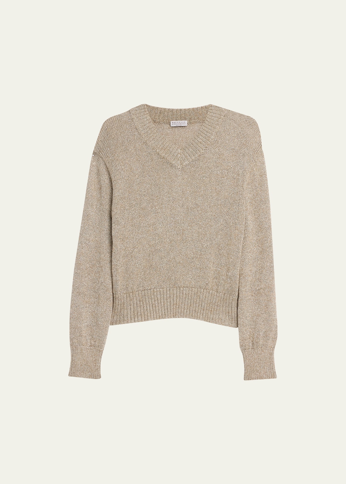 Shop Brunello Cucinelli Shiny Shetland Mohair Wool Sweater In C1432 Grey Brown
