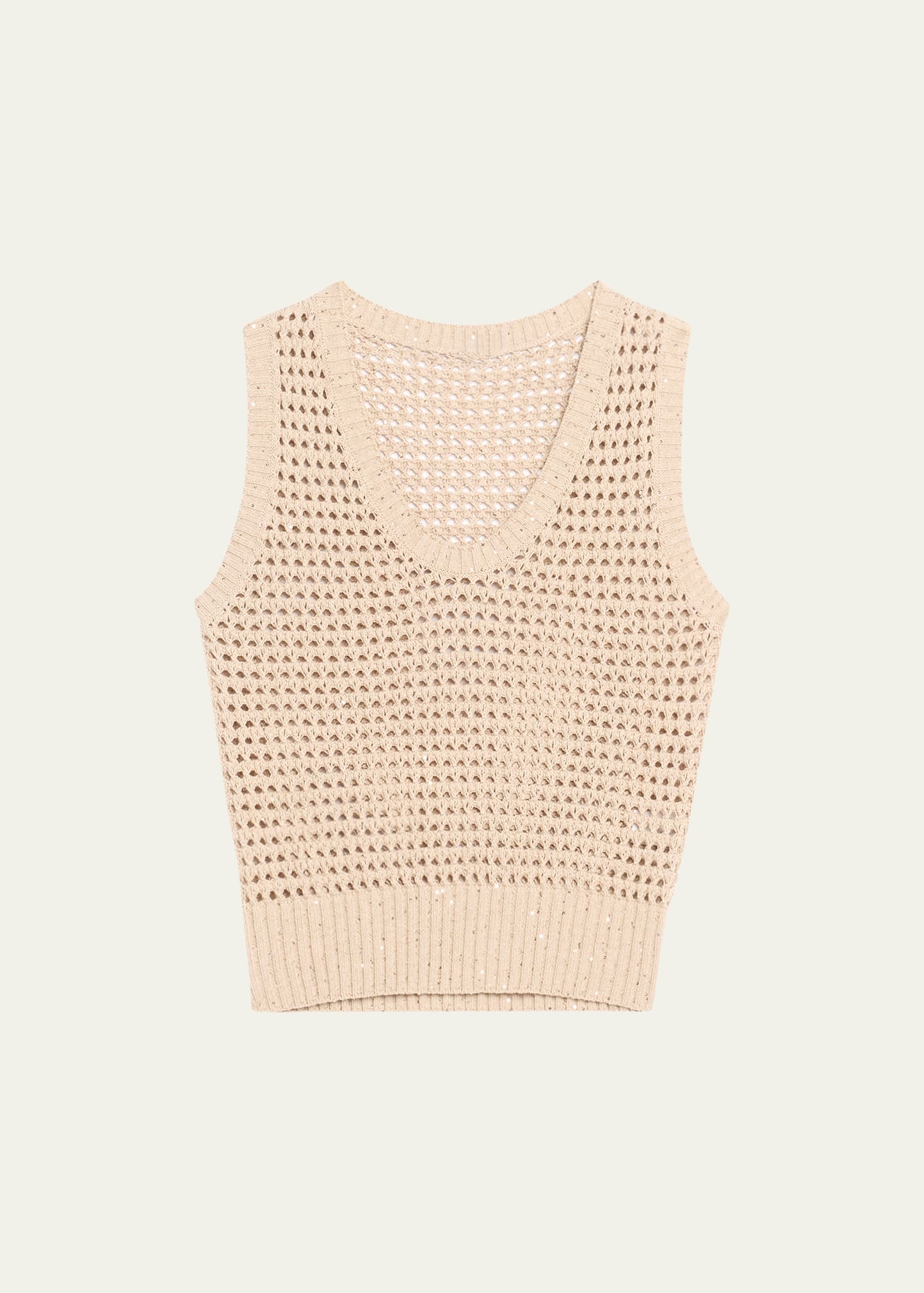 Open-Knit Tank Top with Sequin Detail