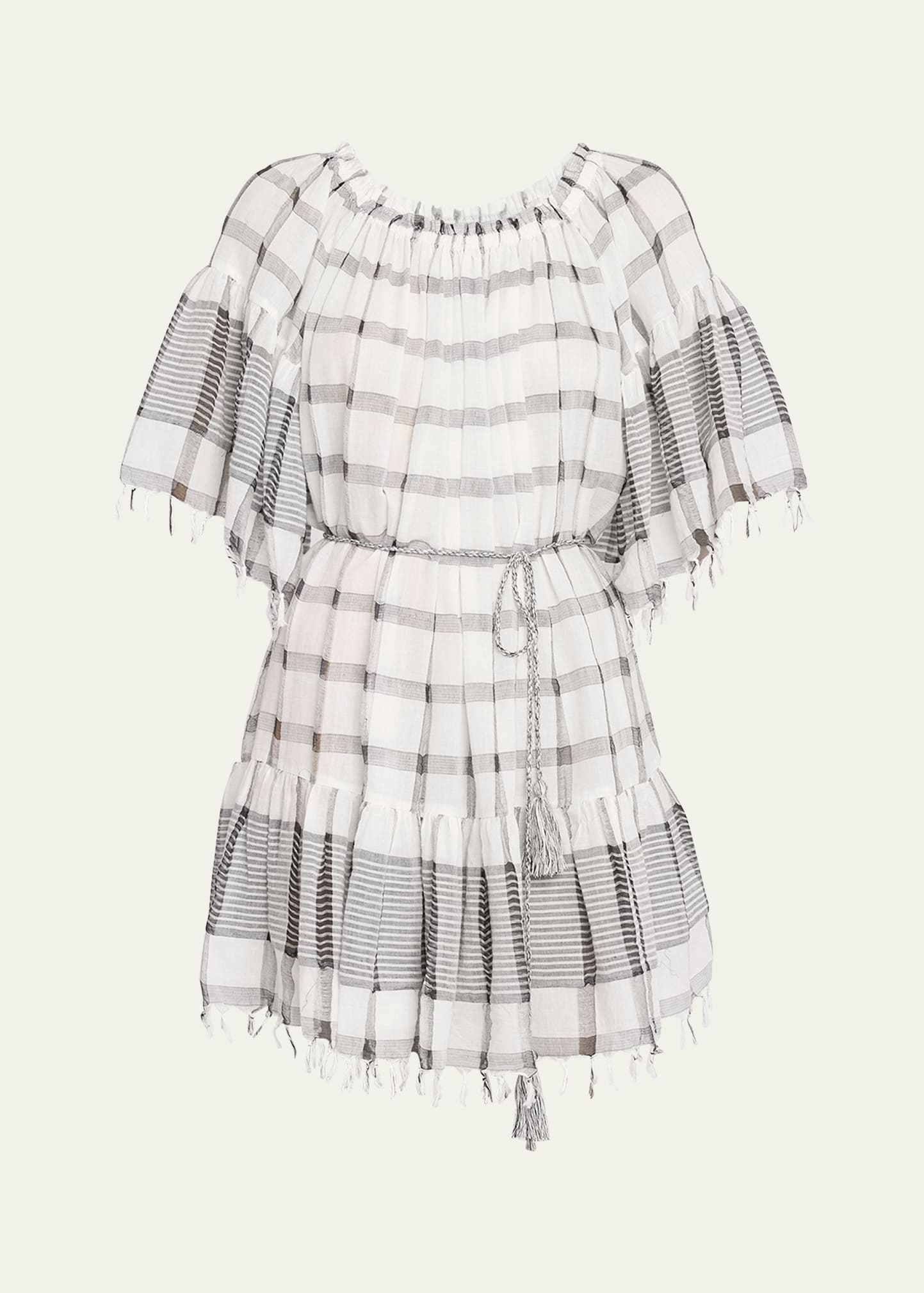 Shop Ulla Johnson Hollace Multi-stripe Mini Dress Coverup In Eclipse
