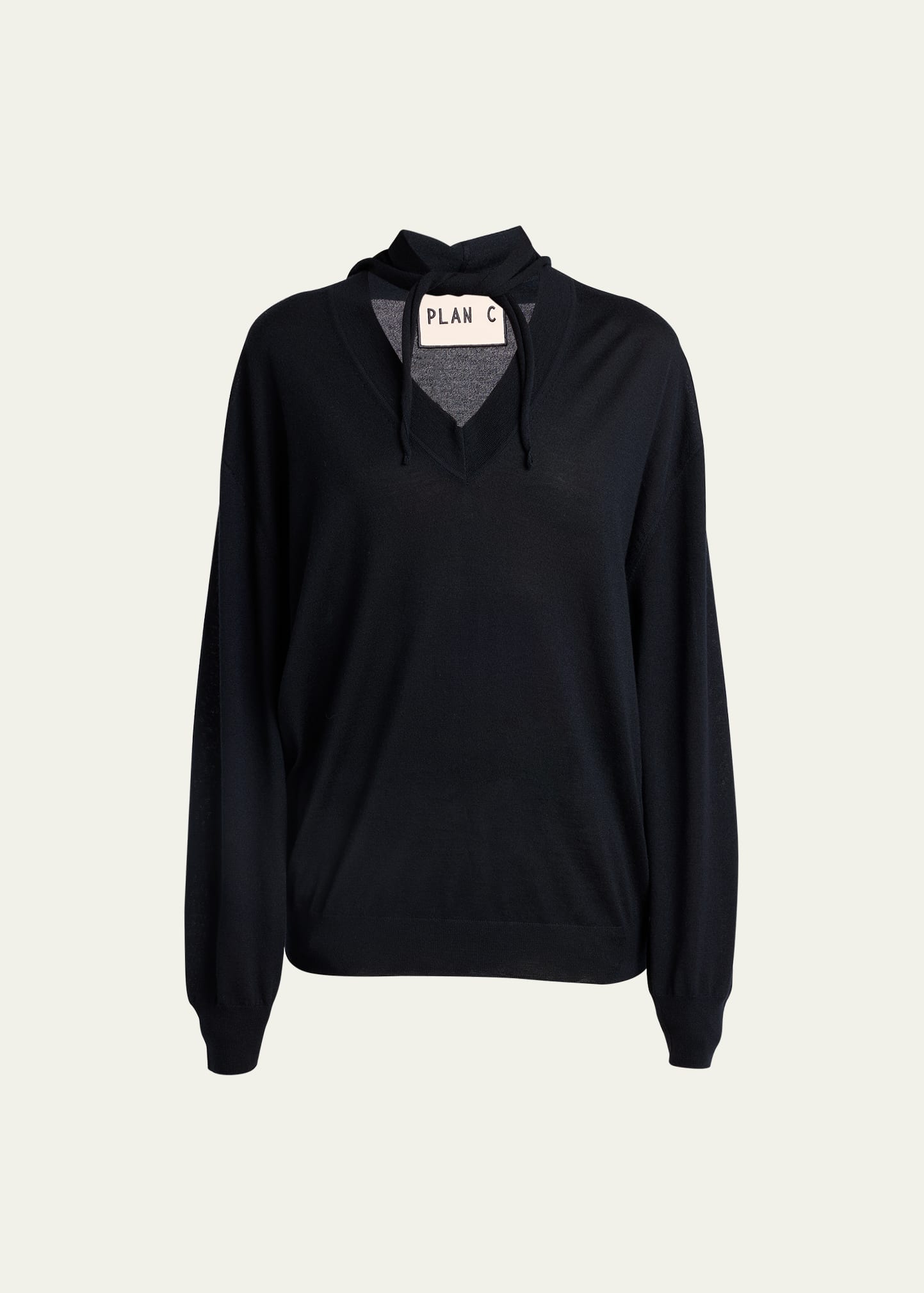 Plan C Scarf-neck Cashmere Sweater In 00n99 Black
