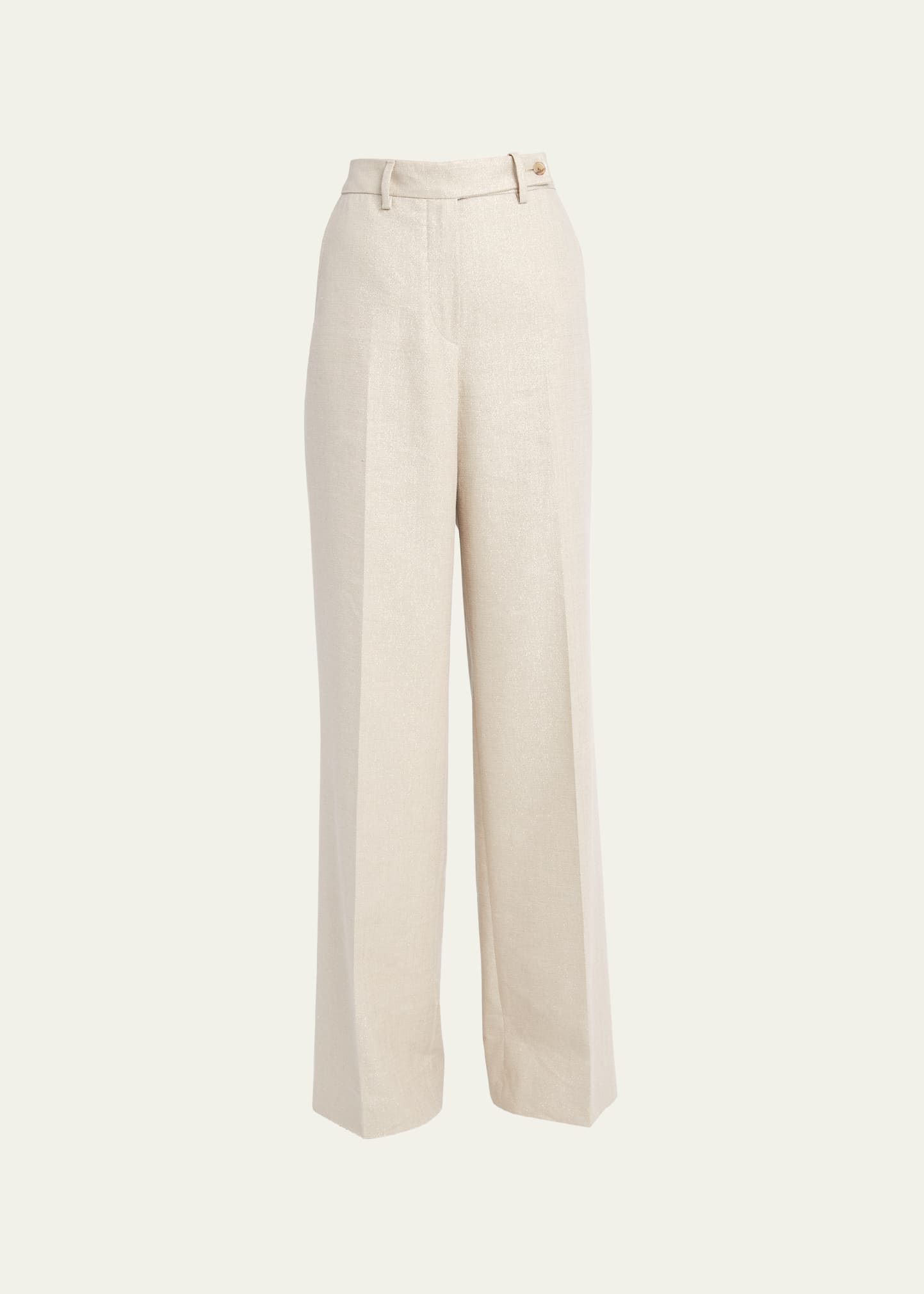 Shop Kiton Wide-leg Cotton Linen Trousers In Gold