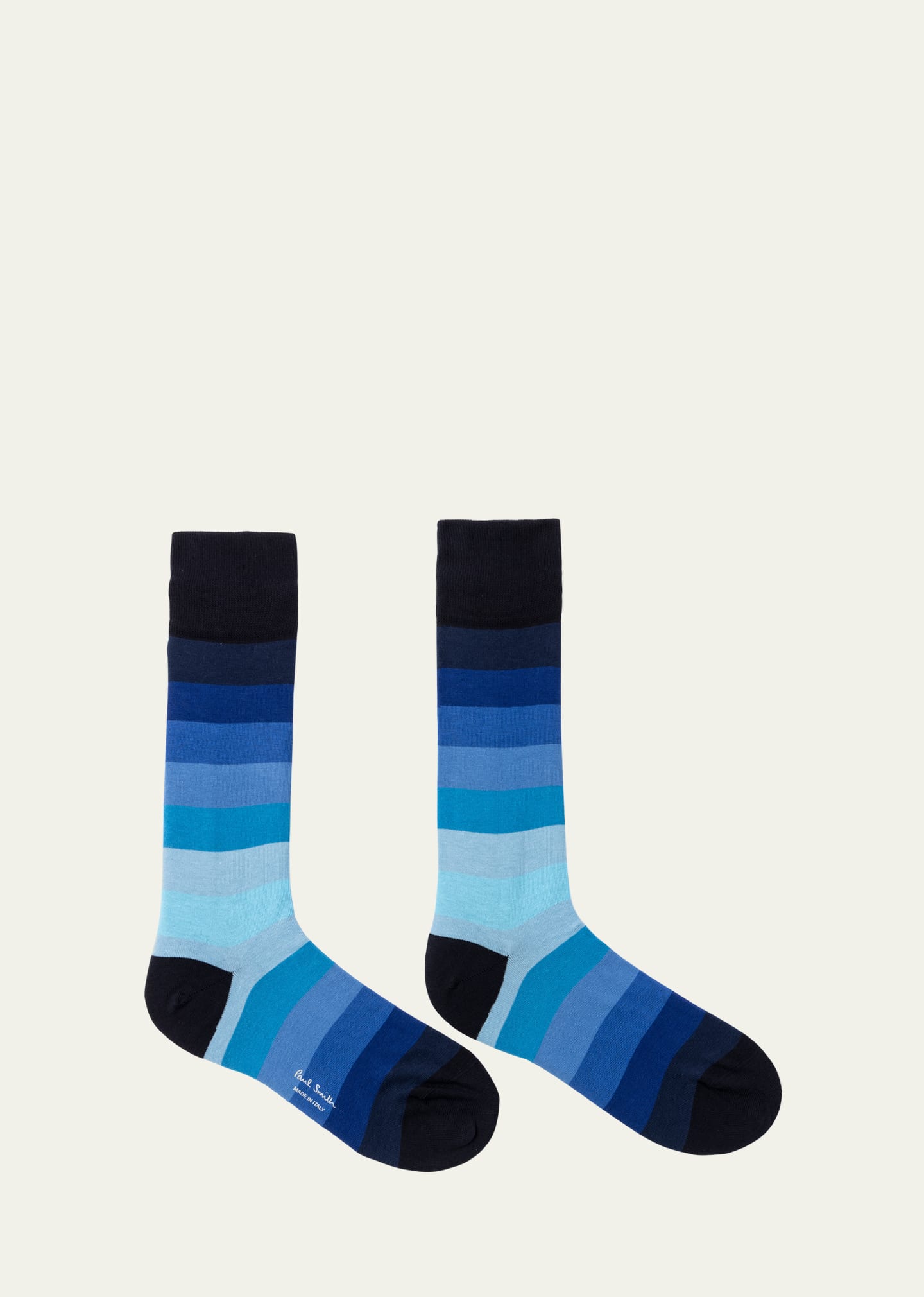 Shop Paul Smith Men's Gradient Stripe Crew Socks In Blue