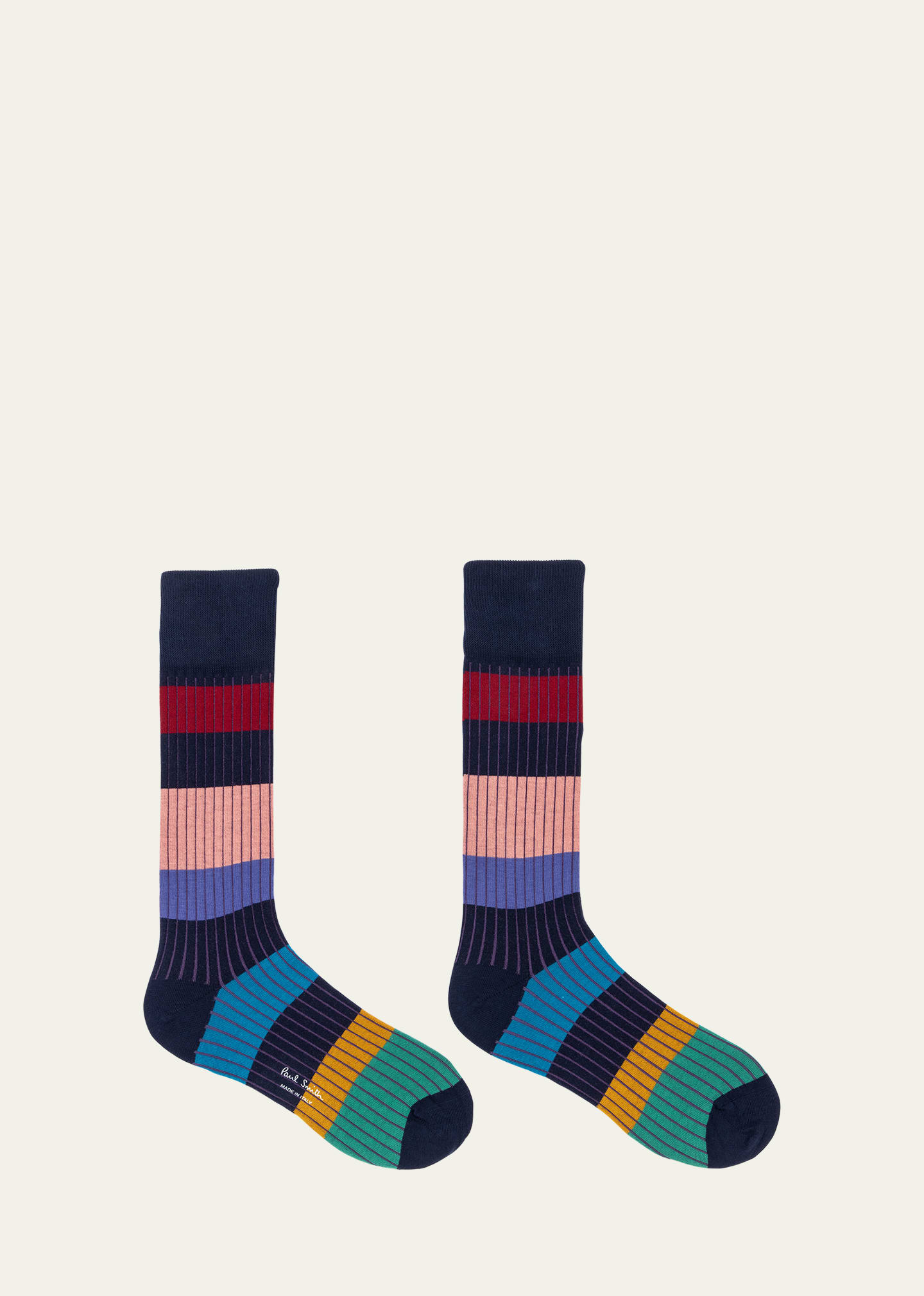 Shop Paul Smith Men's Errol Stripe Crew Socks In Blue