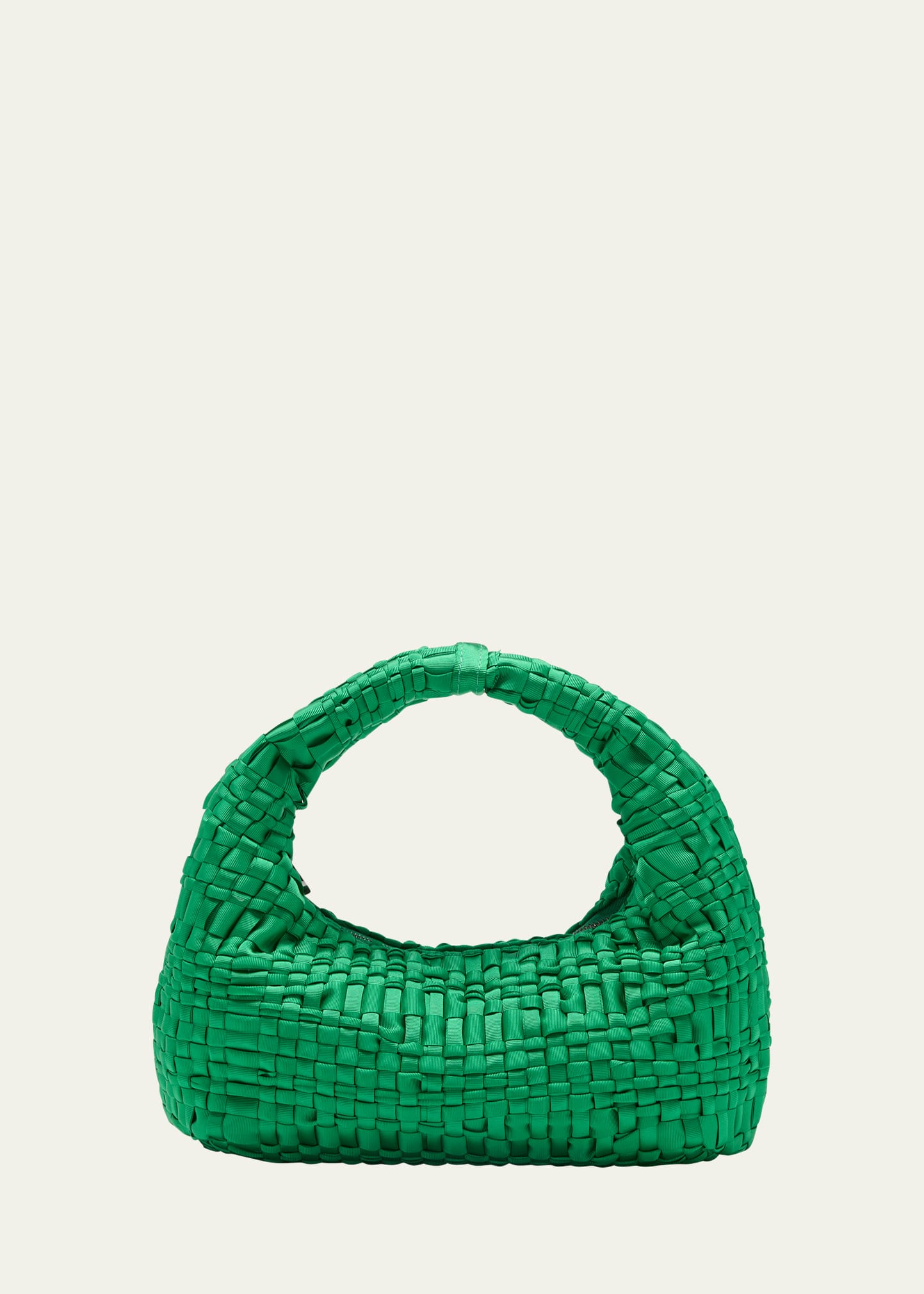 Maria La Rosa Rebirth Woven Ribbon Top-handle Bag In Emerald 4260