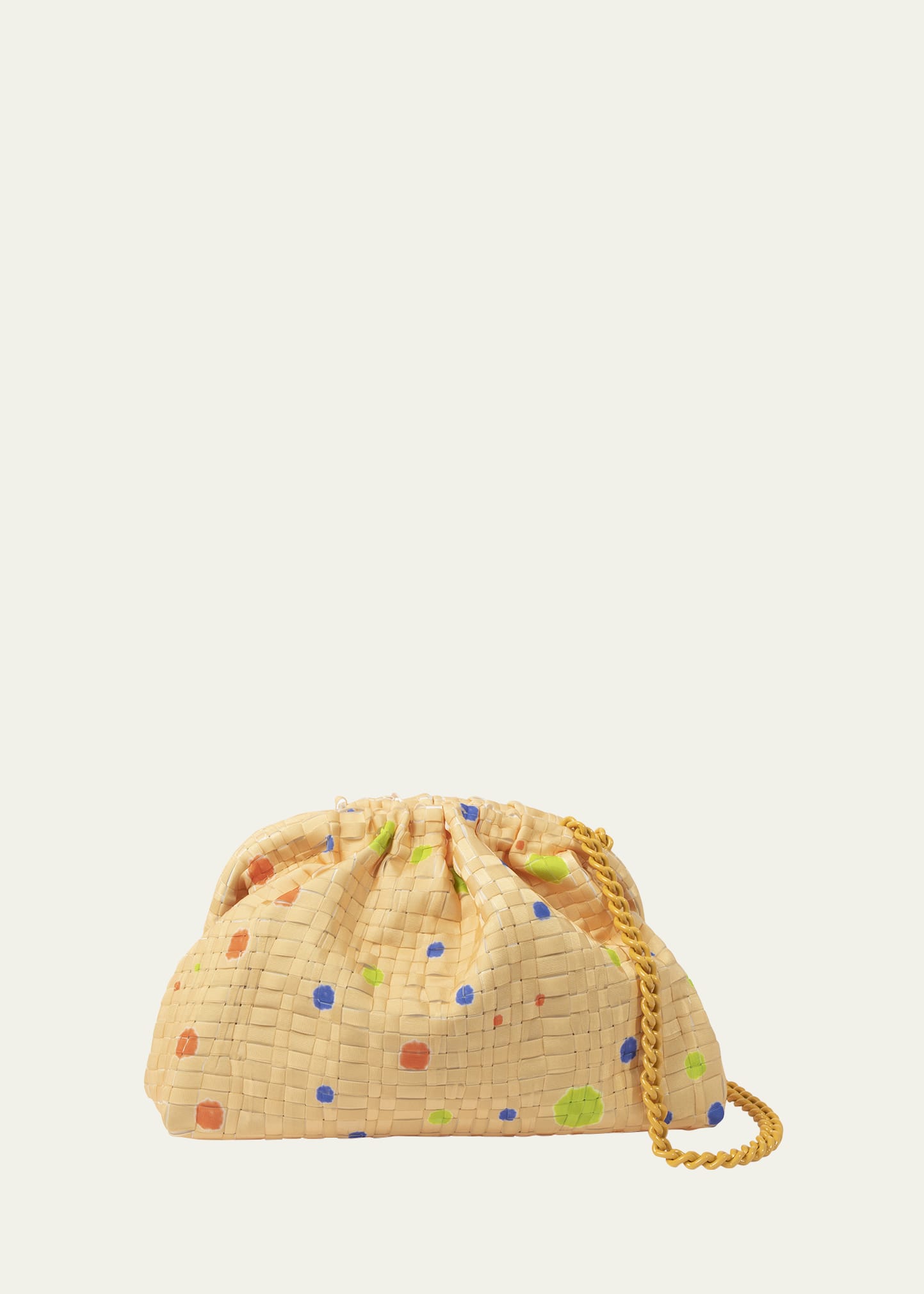 Multicolor Polka Dot Woven Clutch Bag