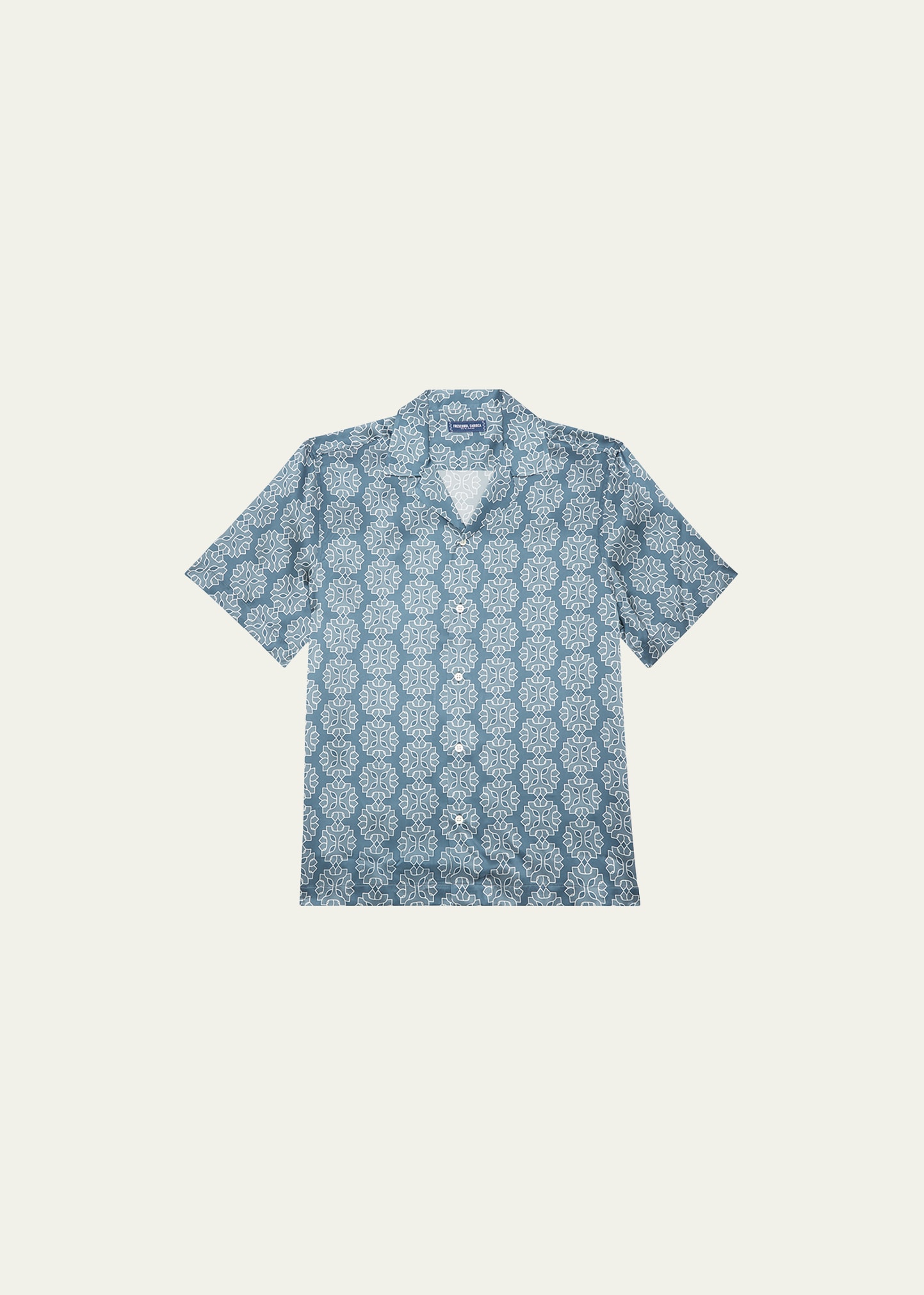 Frescobol Carioca Roberto Camp-collar Printed Silk Shirt In Blue