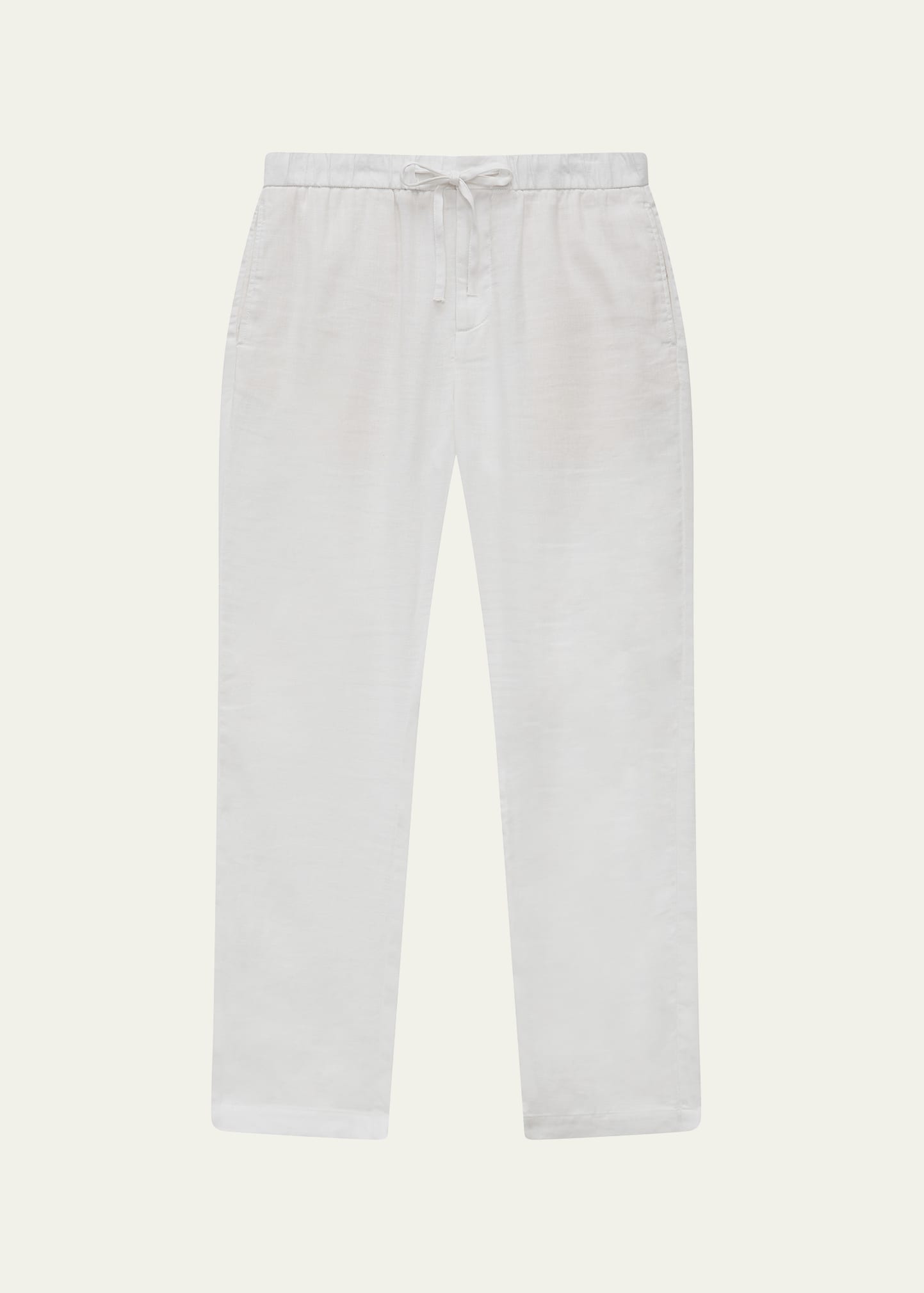 Frescobol Carioca Men's Solid Linen-cotton Drawstring Pants In White