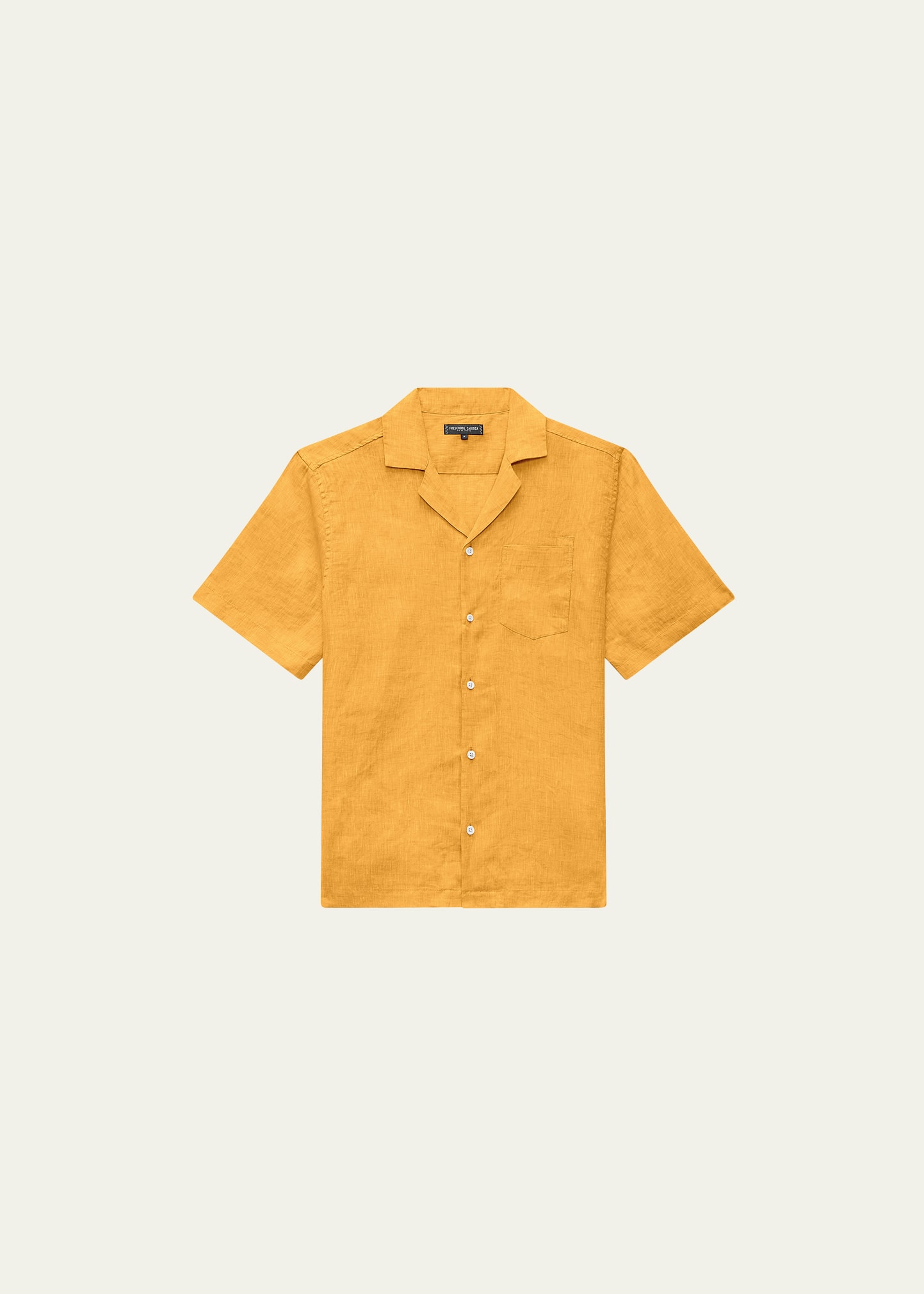 Frescobol Carioca Men's Solid Linen Camp Shirt In Golden Sun