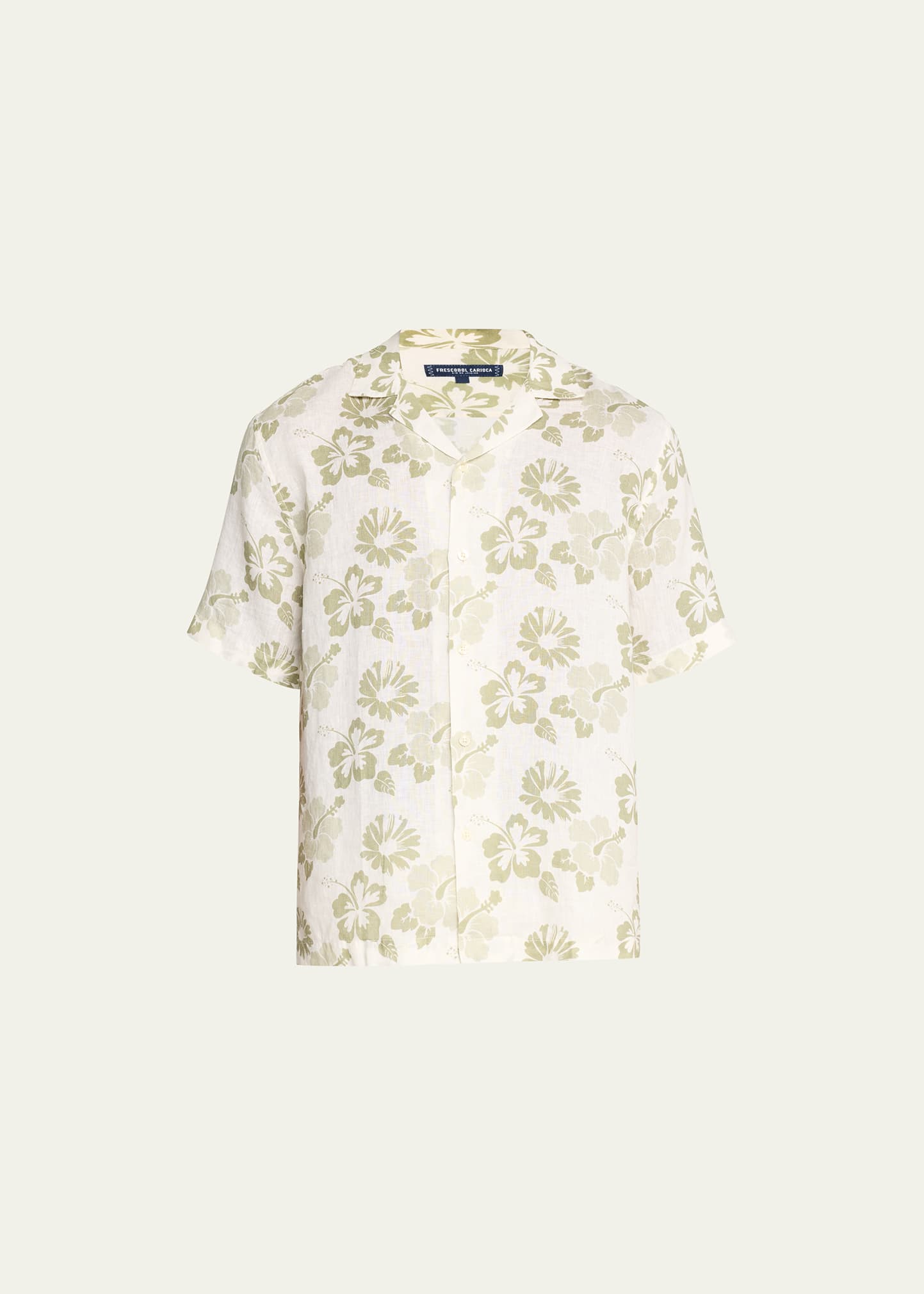 Frescobol Carioca Petala Roberto Floral Linen Shirt In Jungle Green