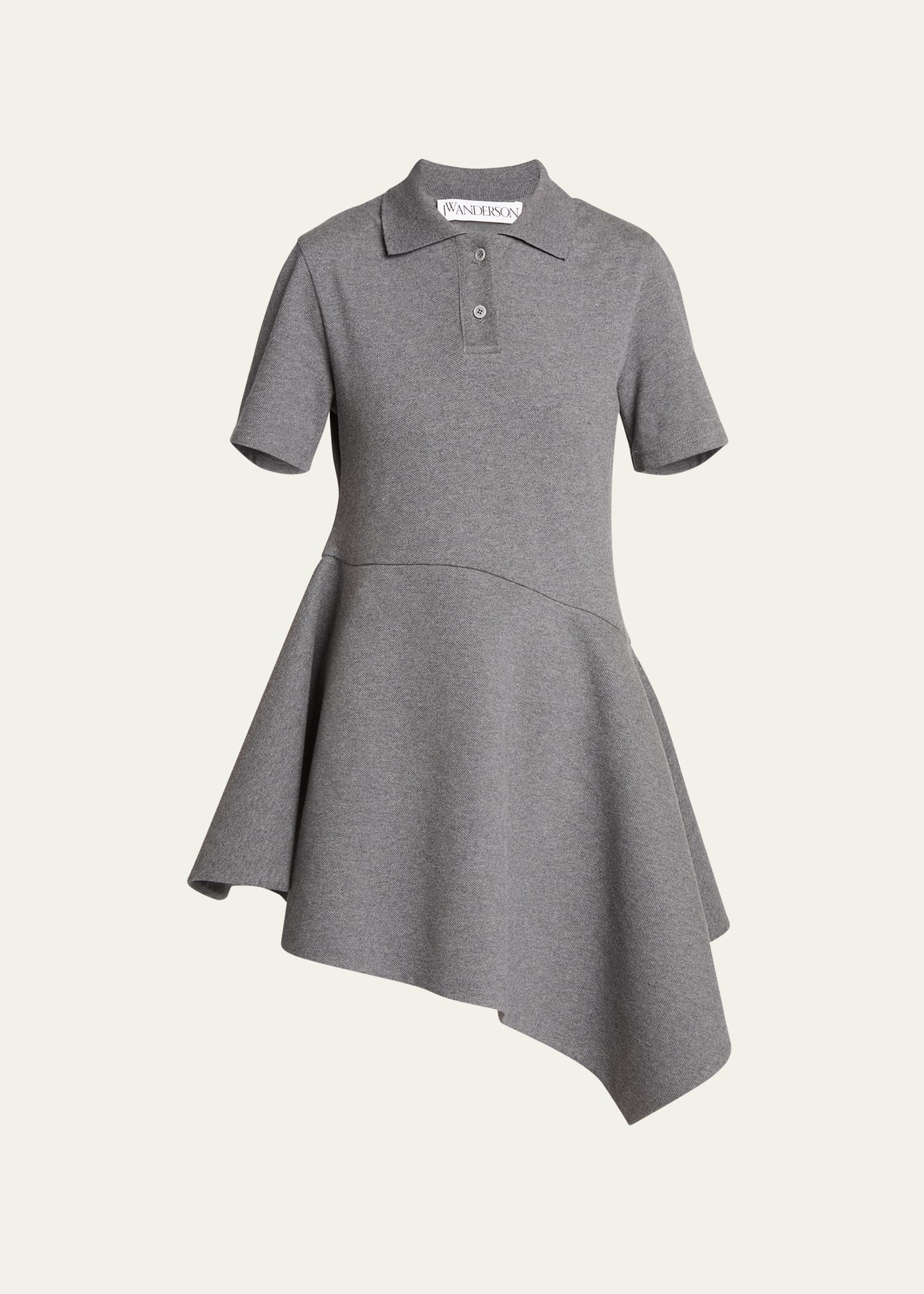 Shop Jw Anderson Asymmetric Short-sleeve Mini Polo Dress In Dark Grey