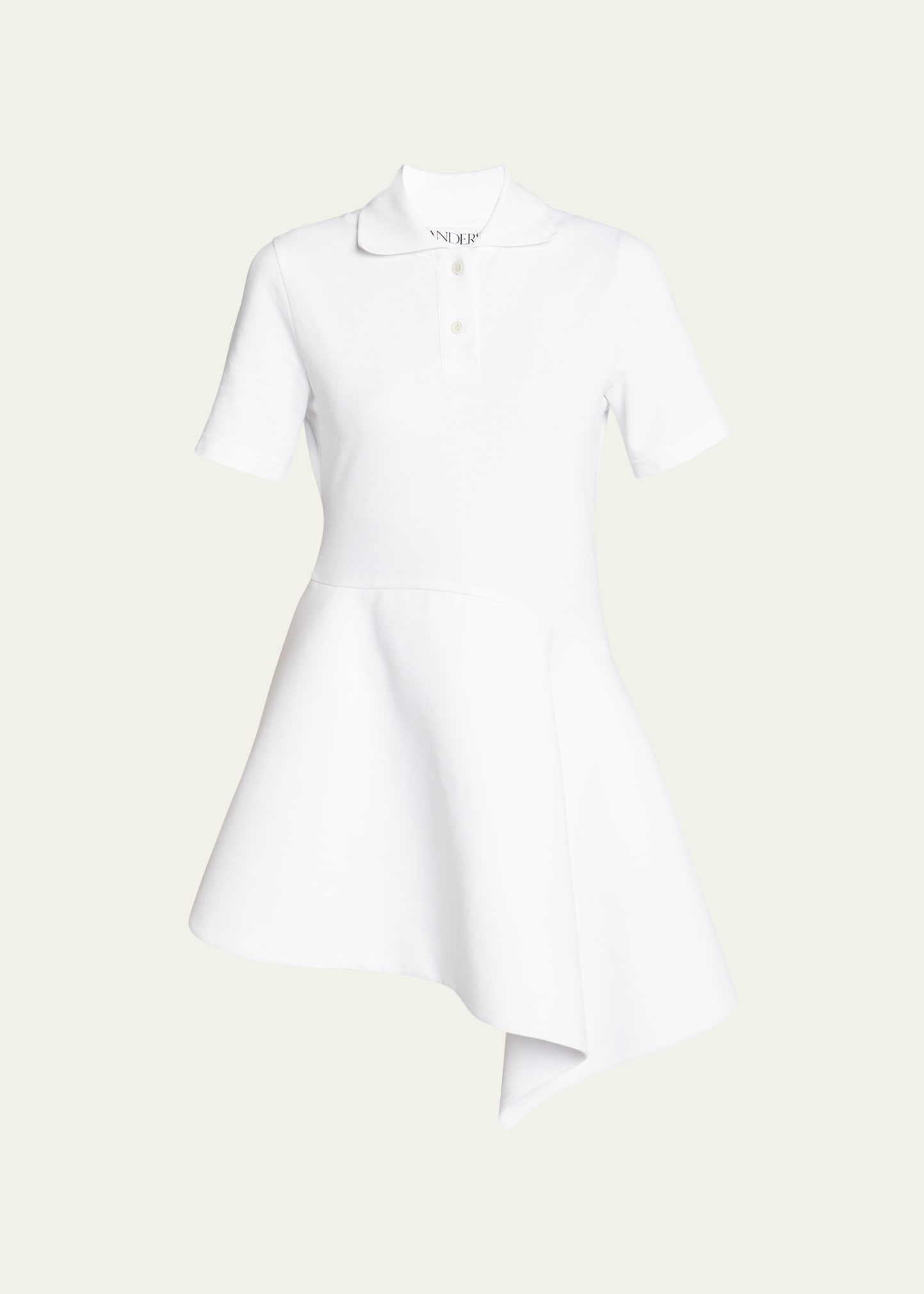 Shop Jw Anderson Asymmetric Short-sleeve Mini Polo Dress In White