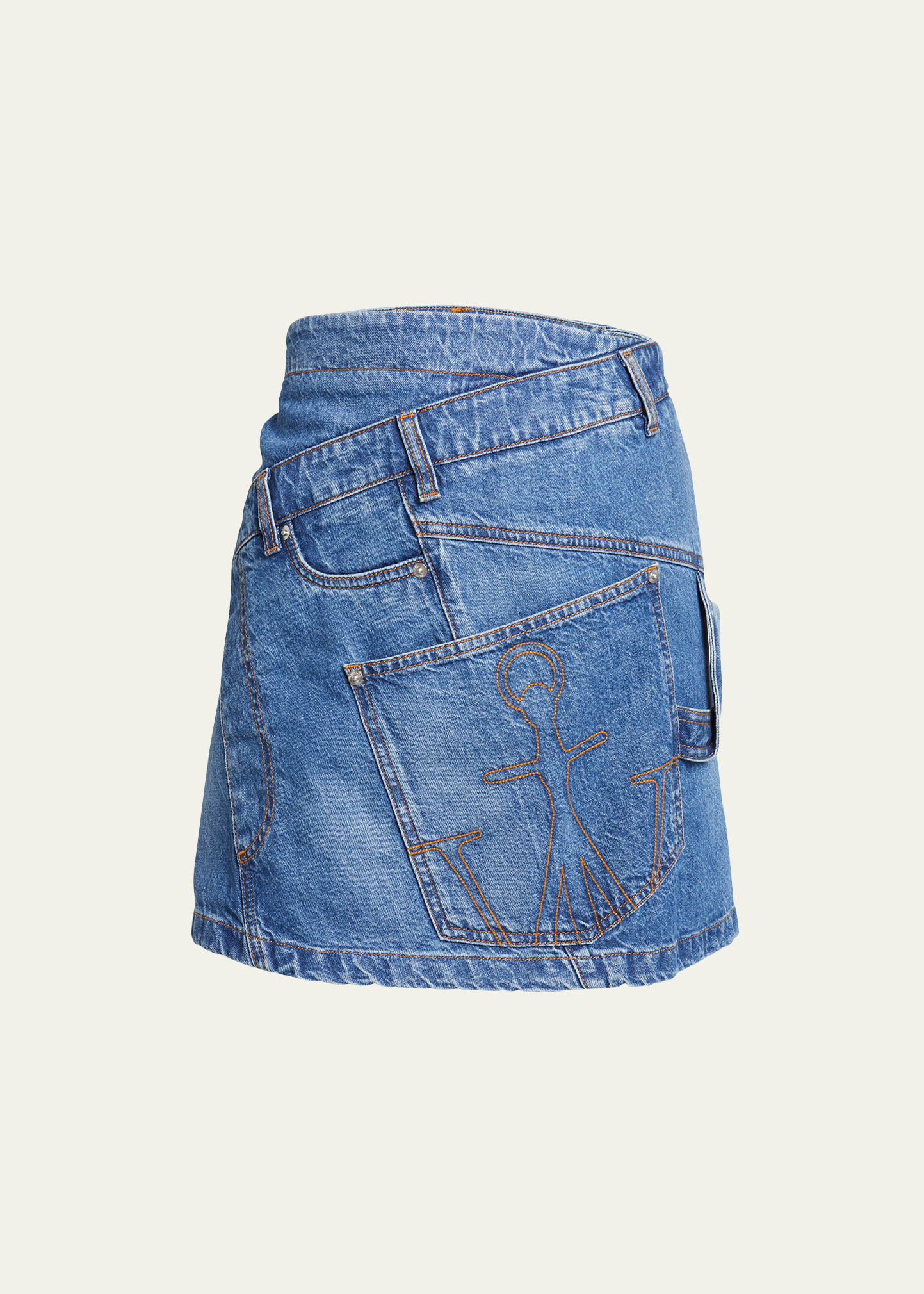 Jw Anderson Mini Skirt With Asymmetric Design And Pockets In Light Blue