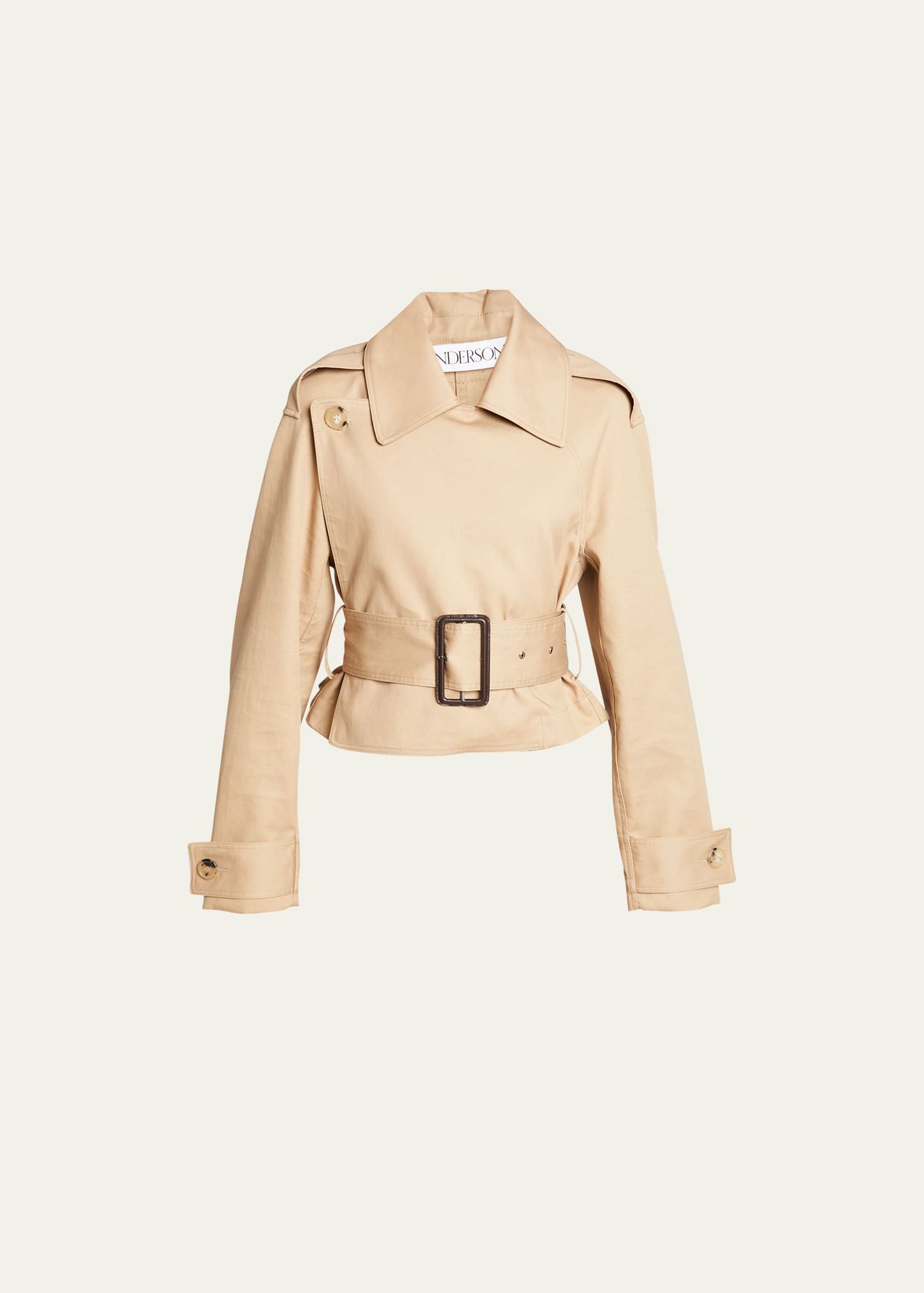 Shop Jw Anderson Wrap-front Cropped Trench Coat In Beige