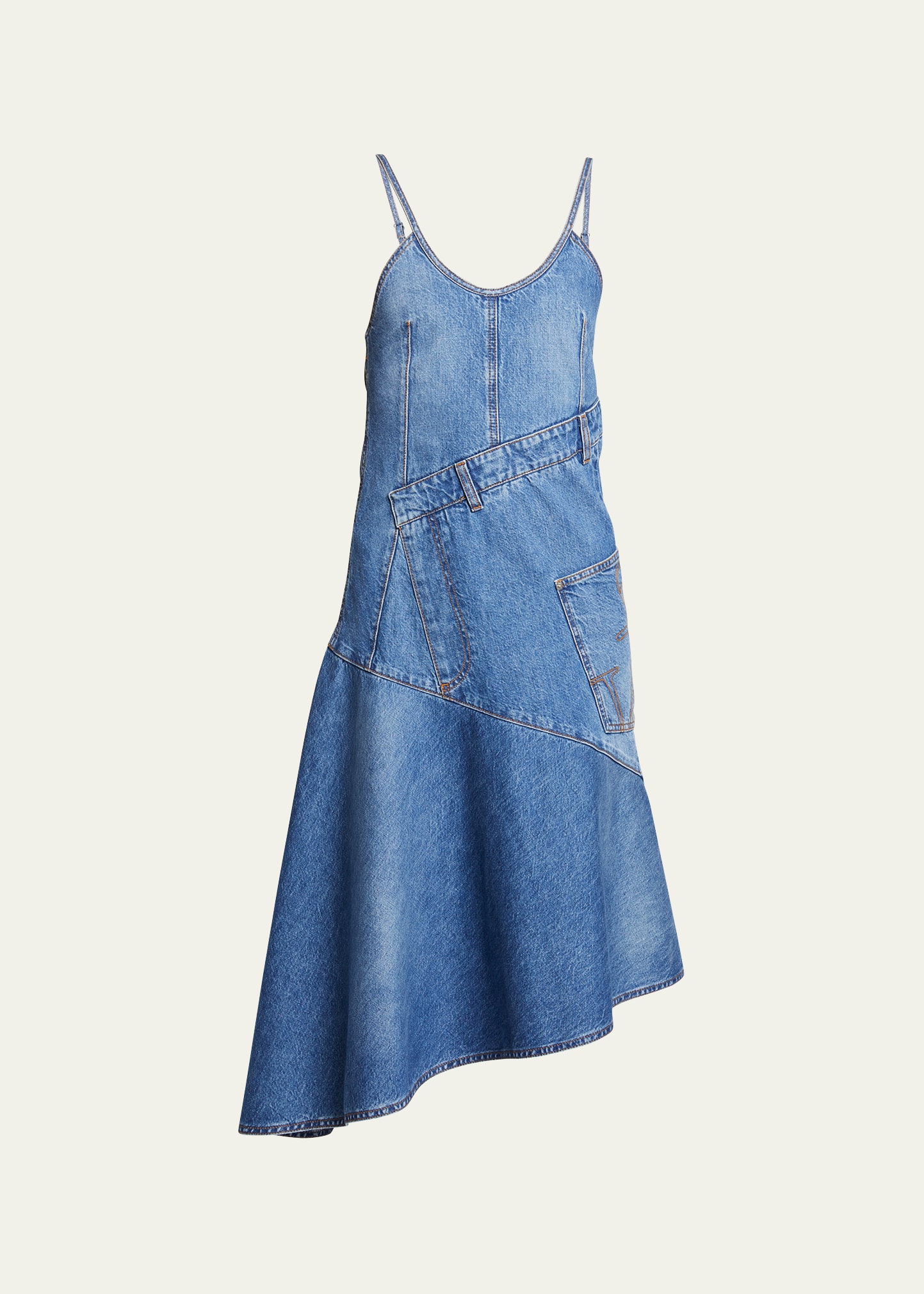 Jw Anderson Sleeveless Twisted Denim Midi Dress In Light Blue
