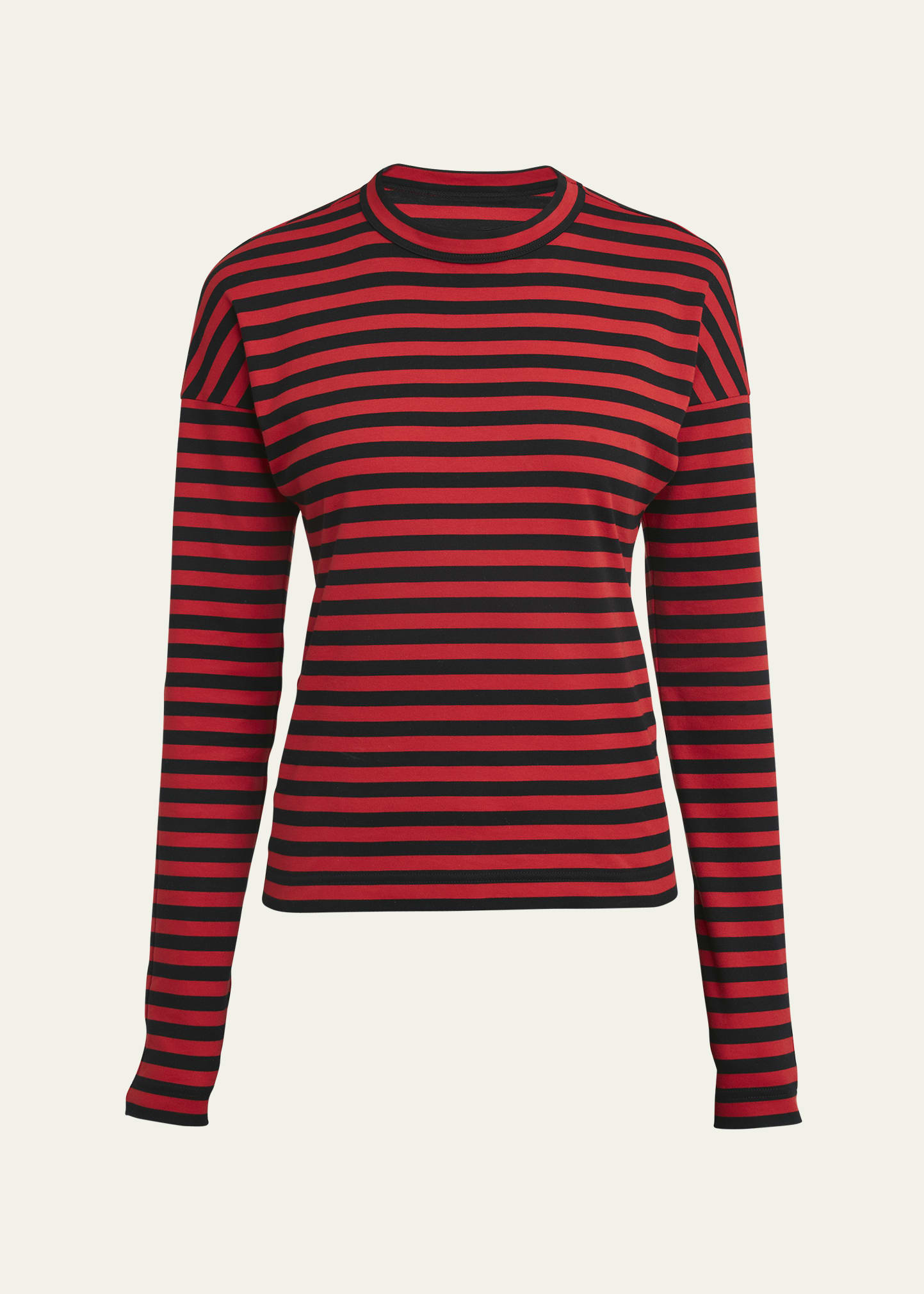 Shop Plan C Riga Marinaio Striped Jersey Long-sleeve Shirt In Blackred