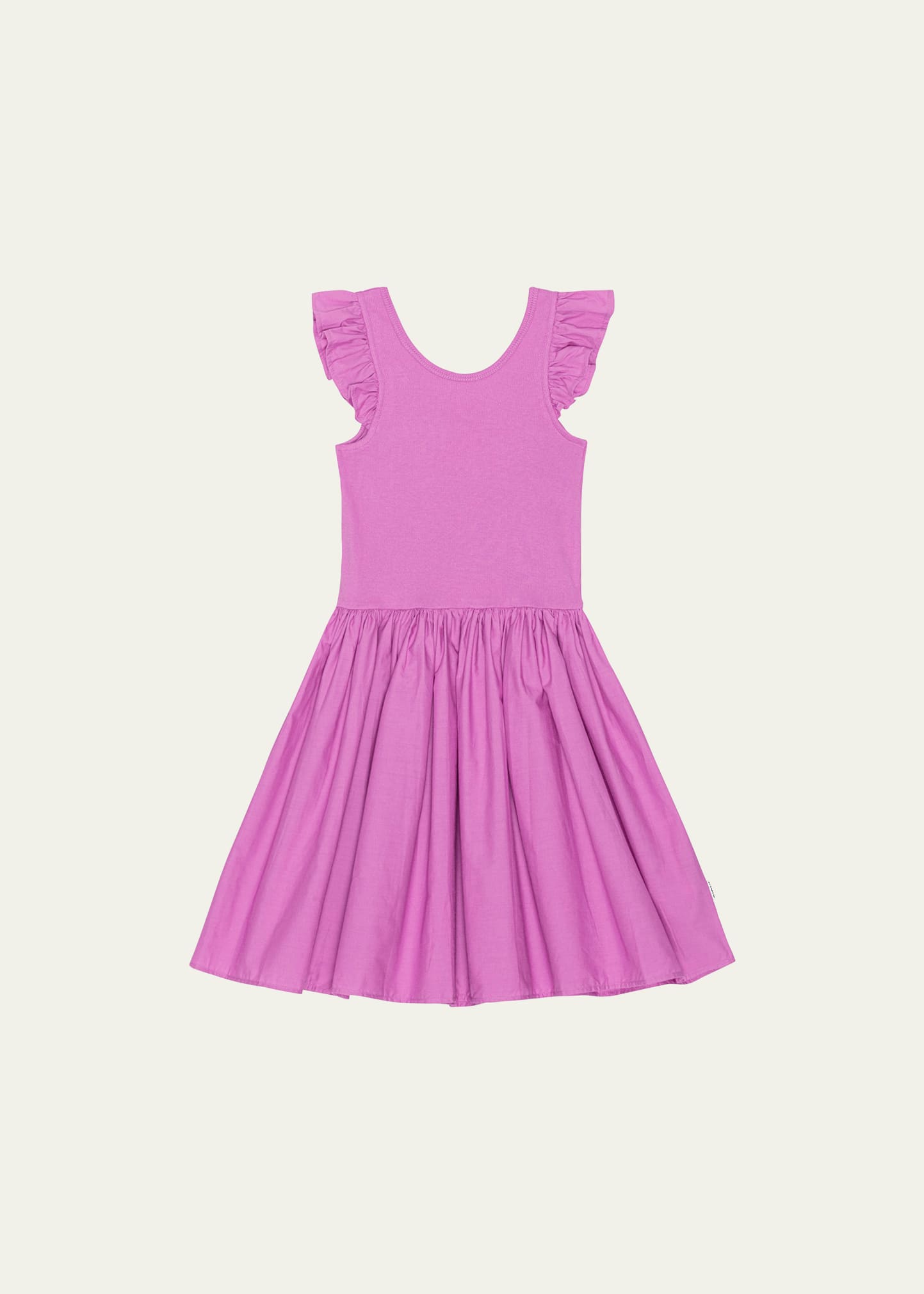Shop Molo Girl's Cloudia Ruffle Trim Dress In Purple Pink