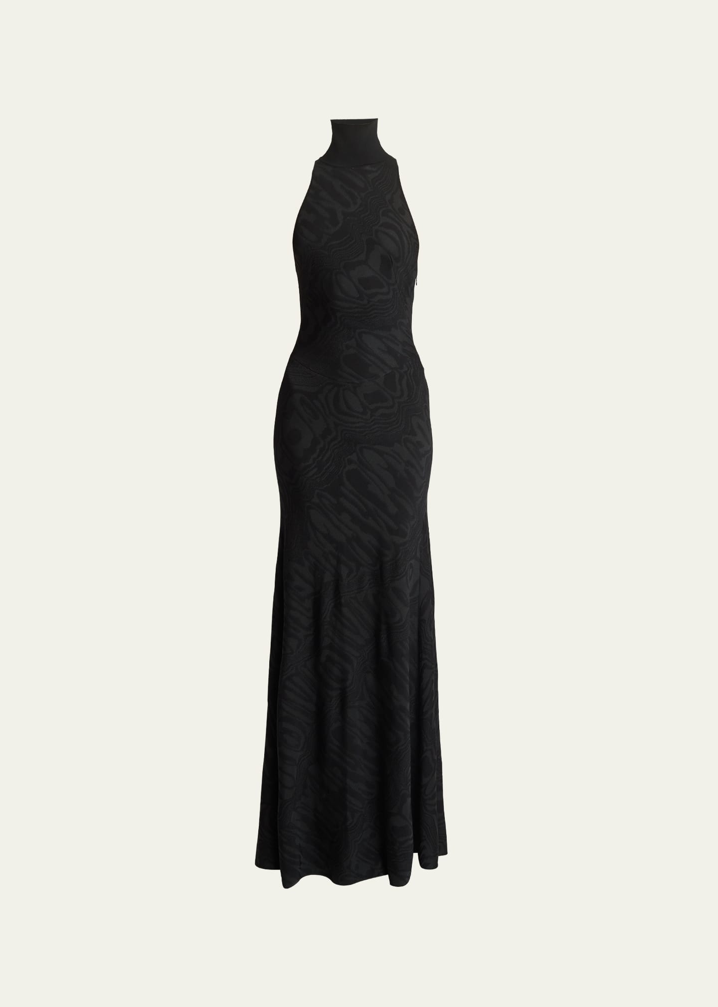 Alaïa Abstract Halter Gown In Noir Alaia