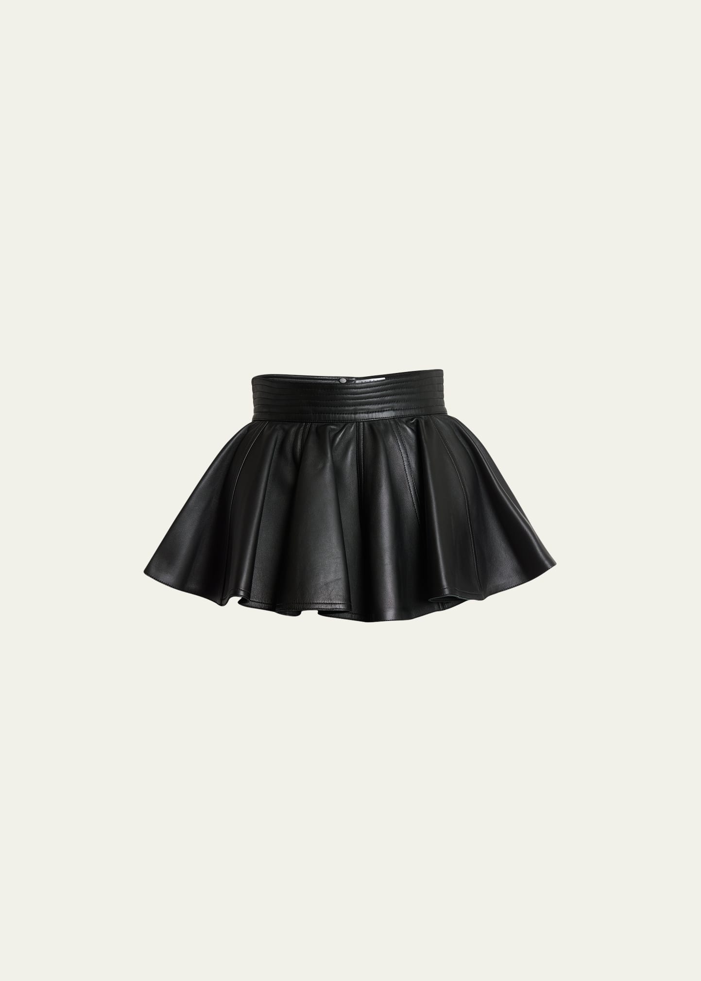 Alaïa Flared Leather Belt Skirt In Noir Alaia