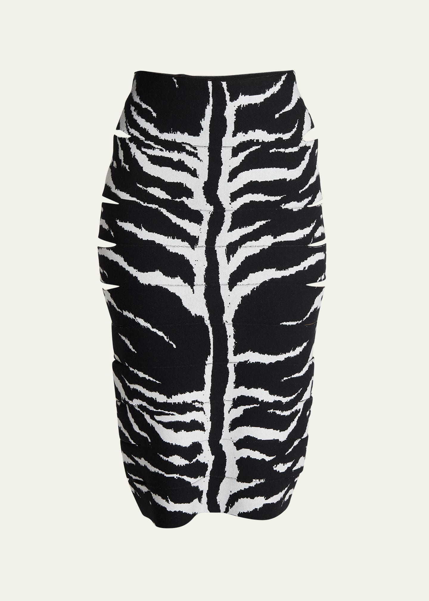 Alaïa Zebra-print Pencil Skirt With Cutout Detail In Blancnoir