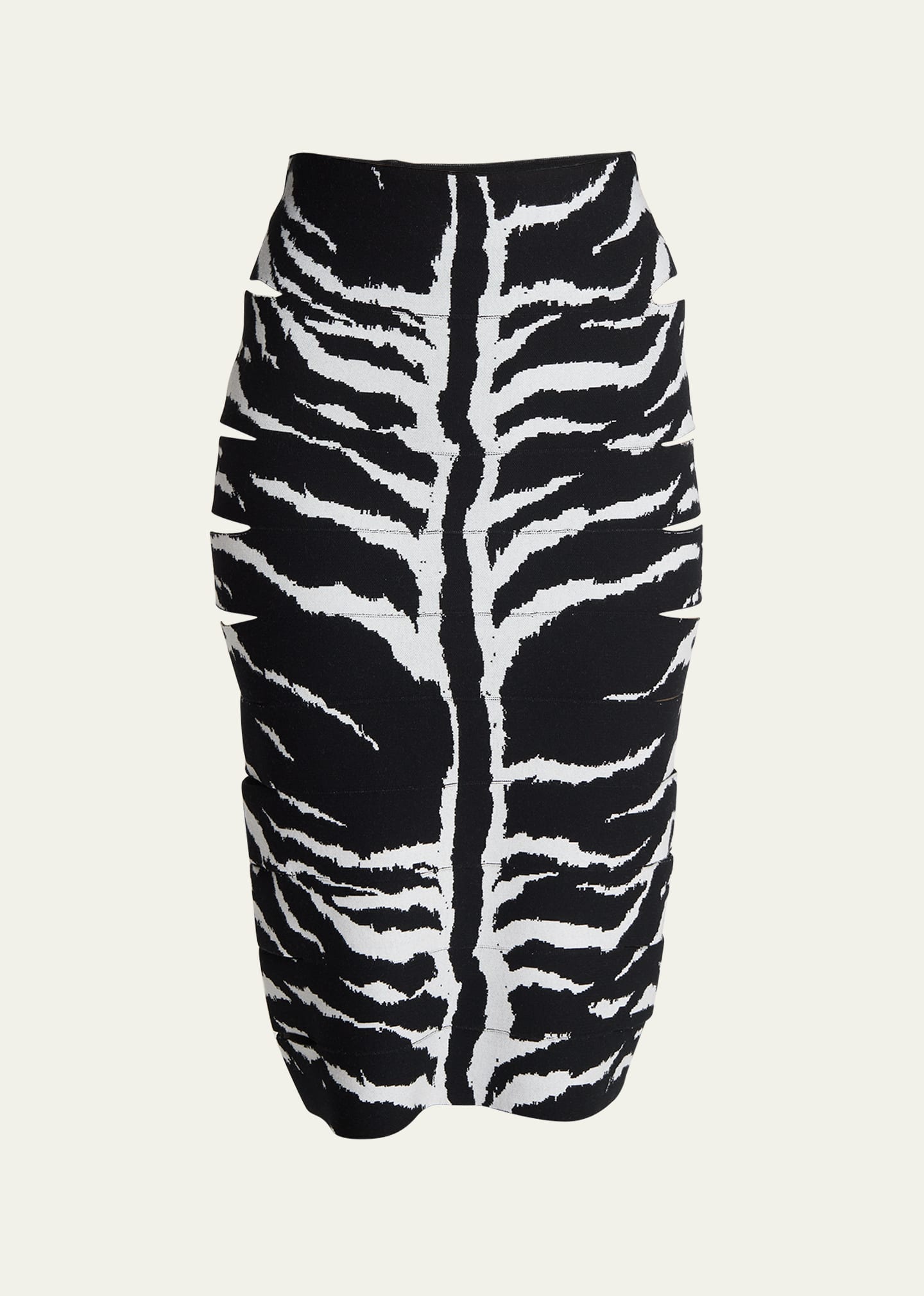 Zebra-Print Pencil Skirt with Cutout Detail