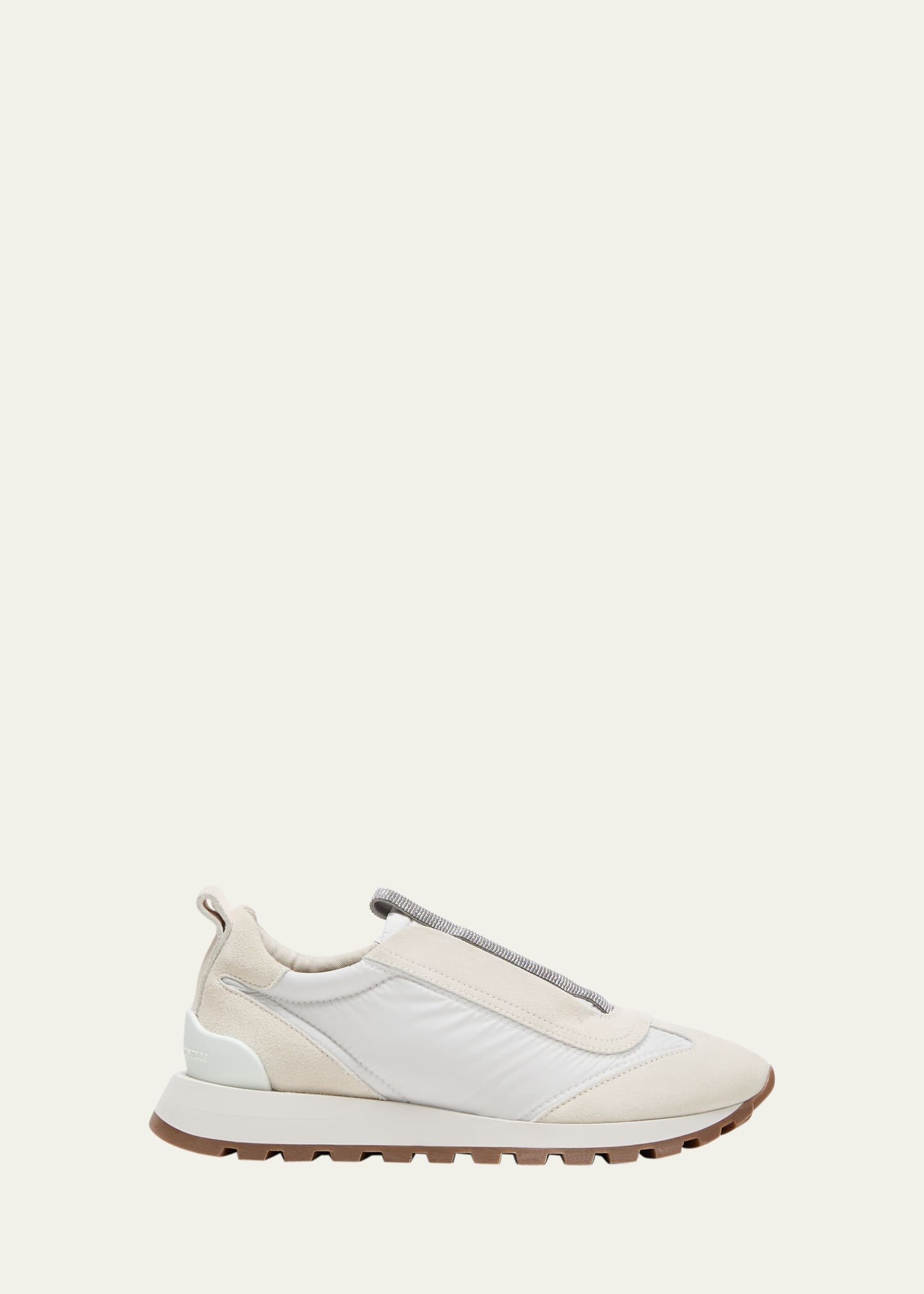 Brunello Cucinelli Suede Runner Sneakers In C6280 Bianco