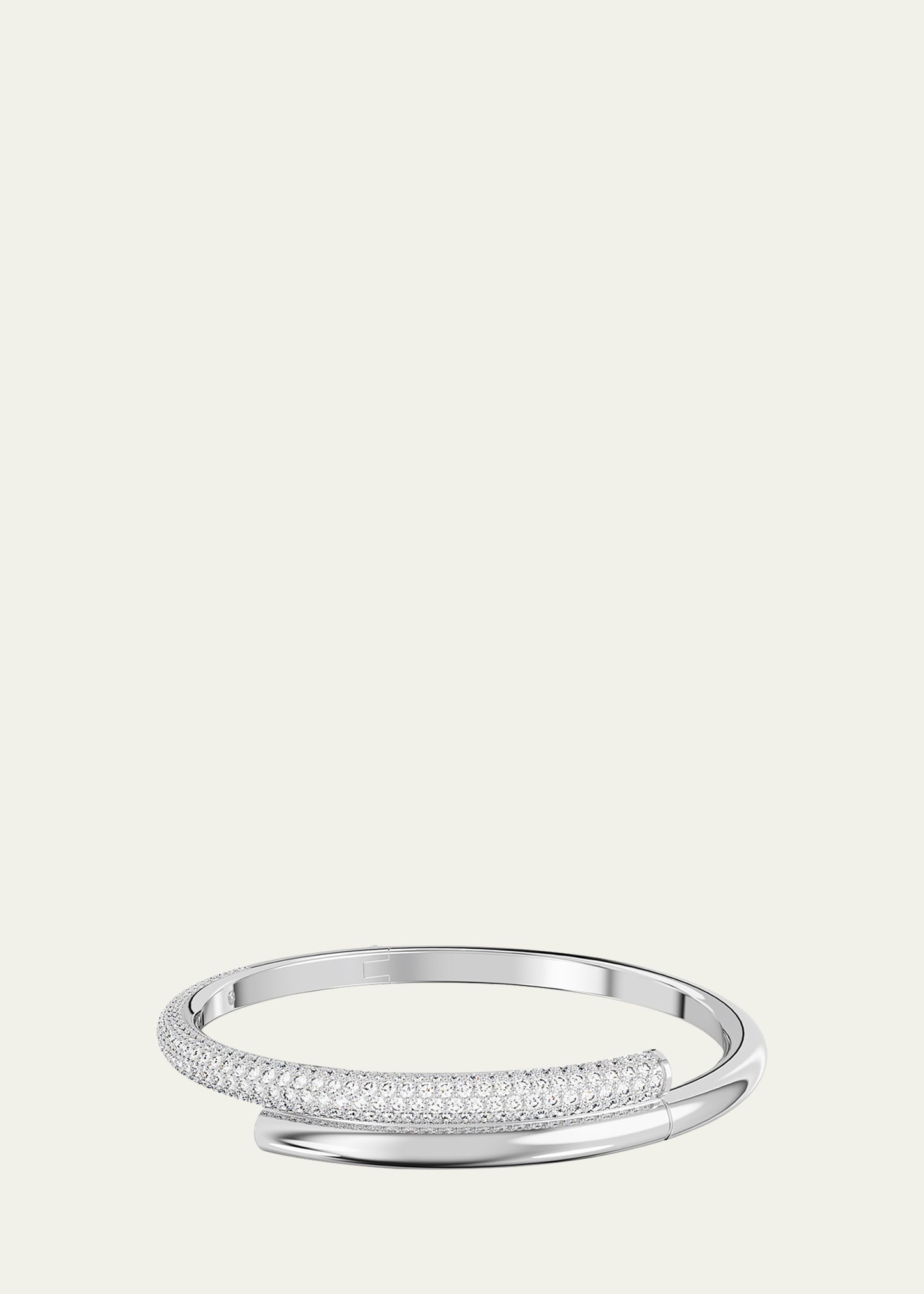 Swarovski Dextera Crystal Pave Crossover Bangle Bracelet In Silver