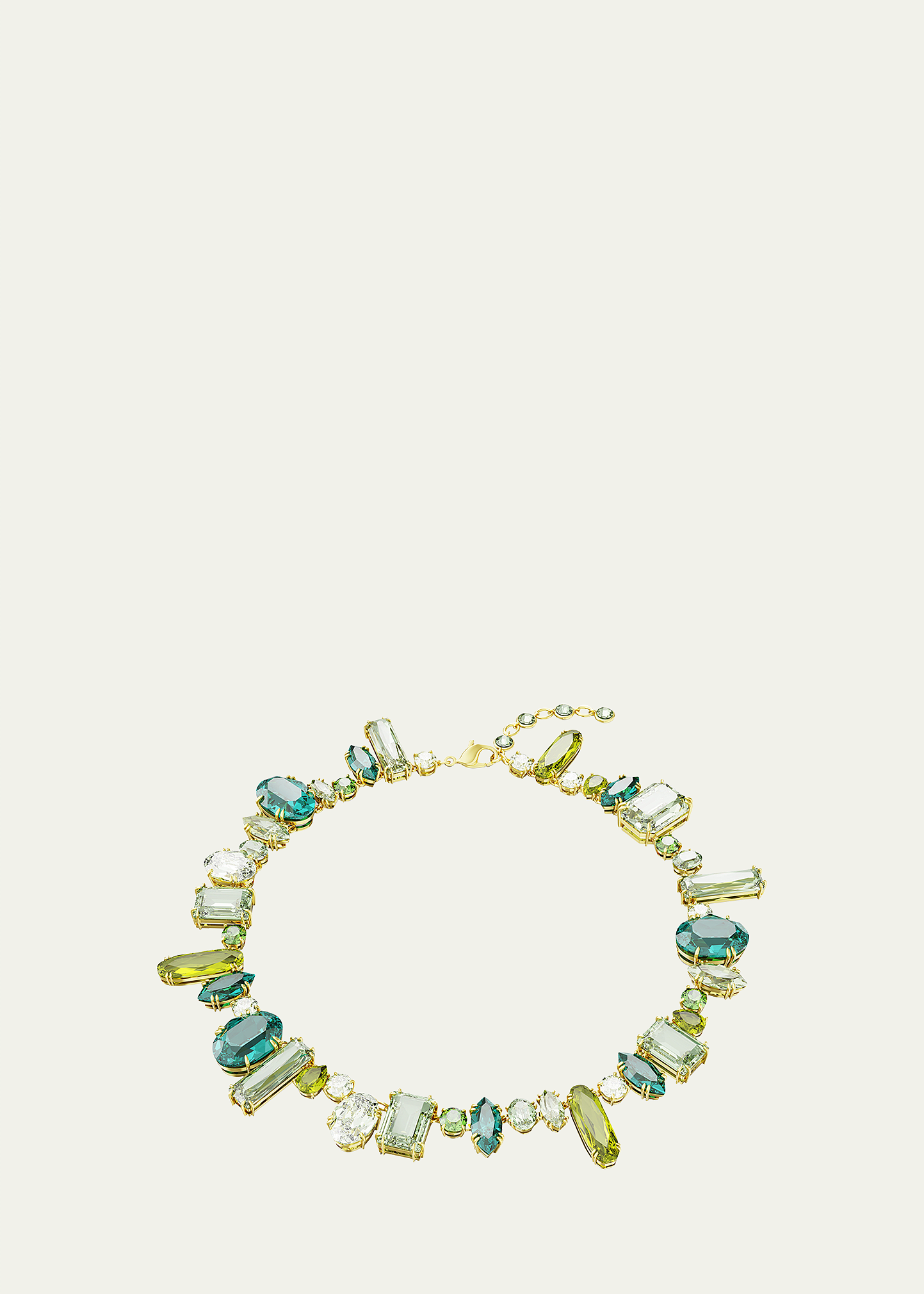 Swarovski Gold-tone Green-hued Crystal Mixed Cut Collar Necklace, 14" + 1-3/4" Extender
