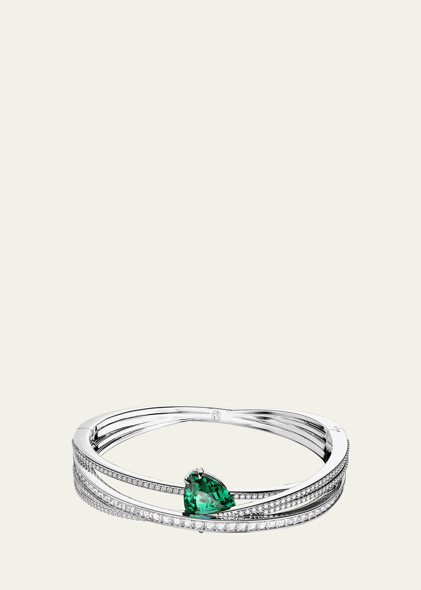 Shop Swarovski Hyperbola Mix-cut Crystal Pave Bangle Bracelet With Pear-cut Green Crystal