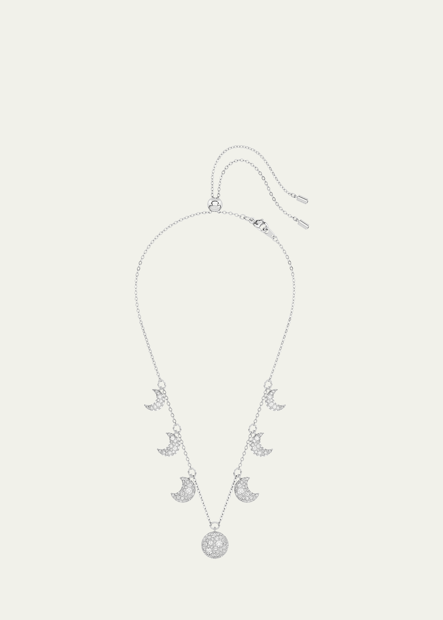 Shop Swarovski Luna Rhodium-plated Crystal Pave Moon Choker Necklace In Silver