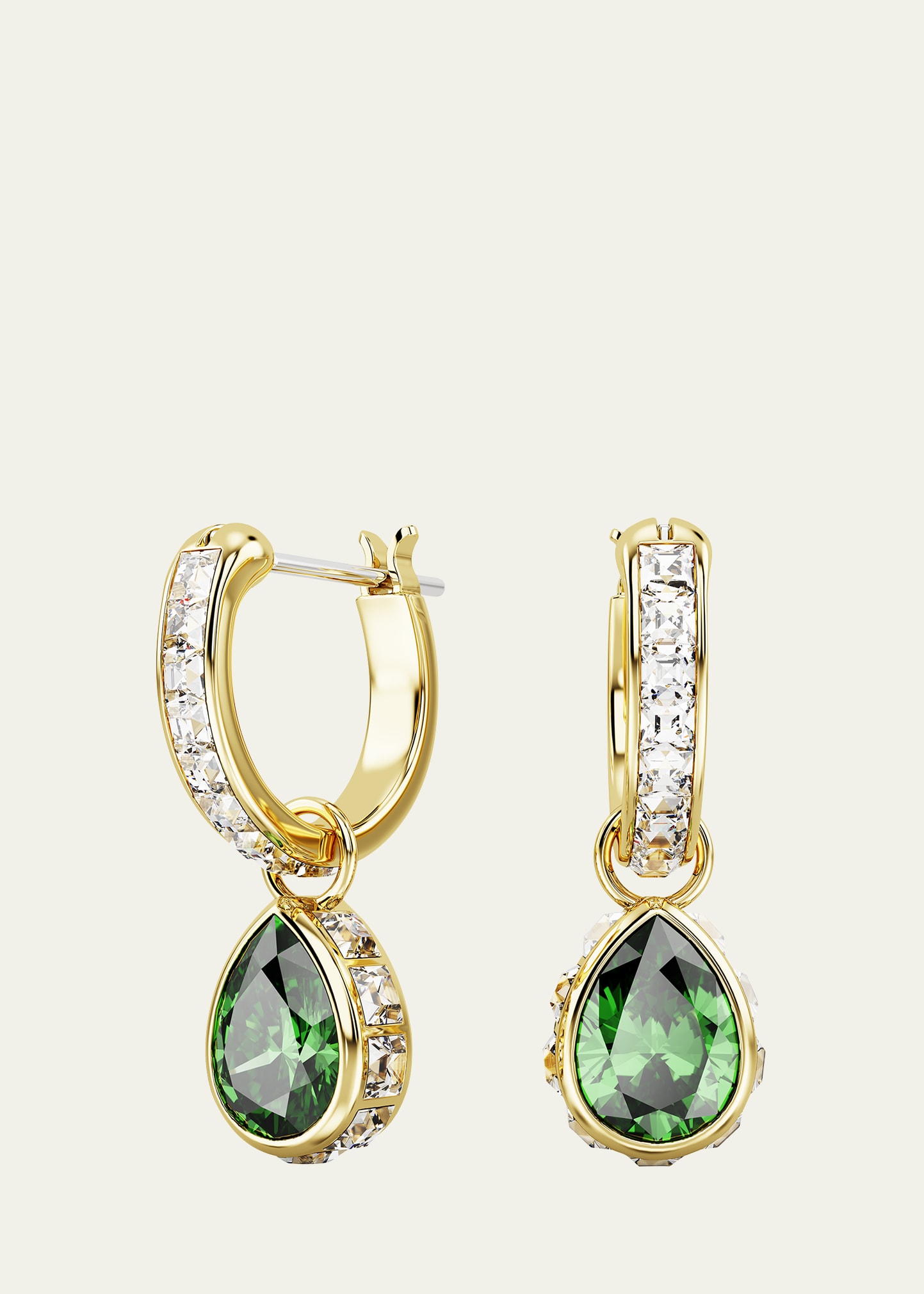 SWAROVSKI STILLA GOLD-TONE MIX-CUT CRYSTAL HOOP EARRINGS