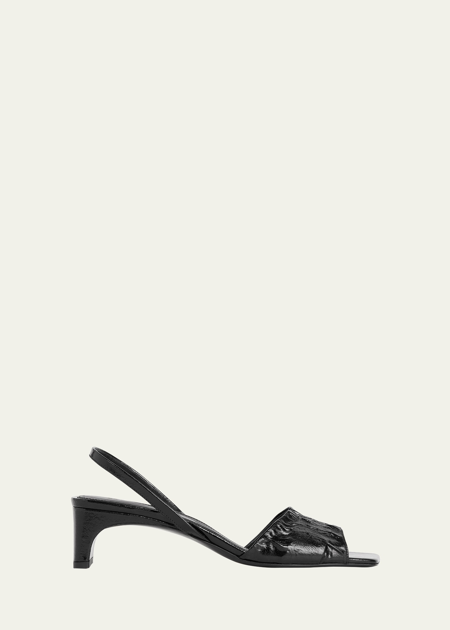 Totême The Gathered Scoop Crinkled Glossed-leather Slingback Sandals In Black