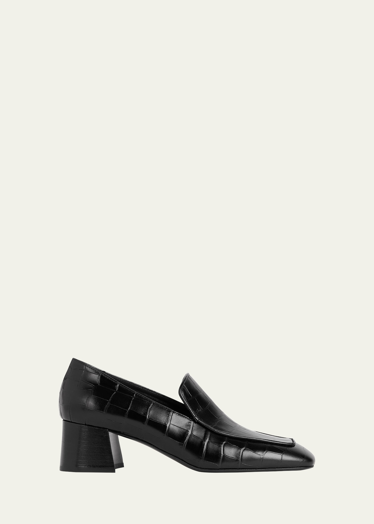 Shop Totême Croco Block-heel Loafer Pumps In Black