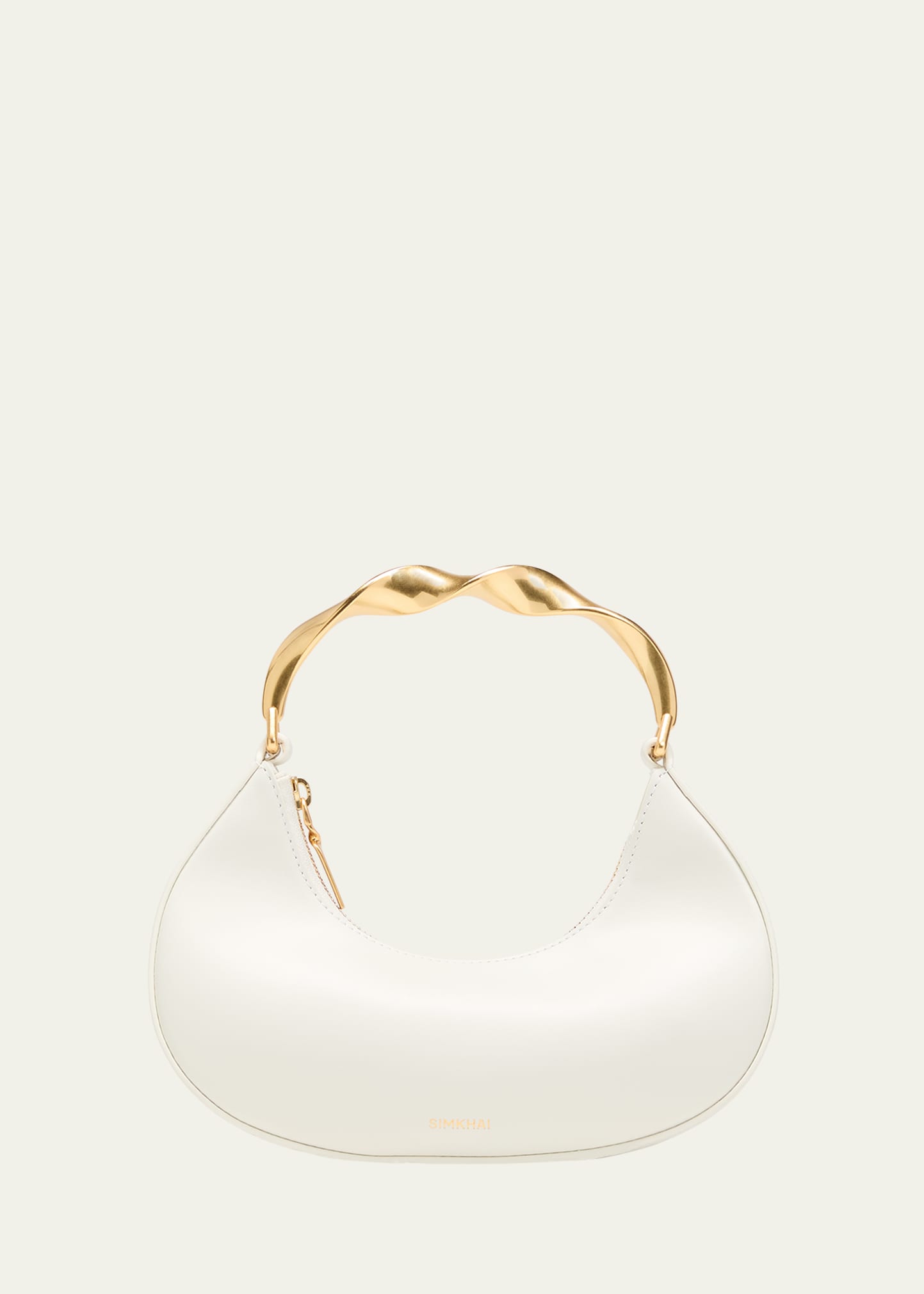 Shop Simkhai Nixi Twist Leather Top-handle Bag In Ivory