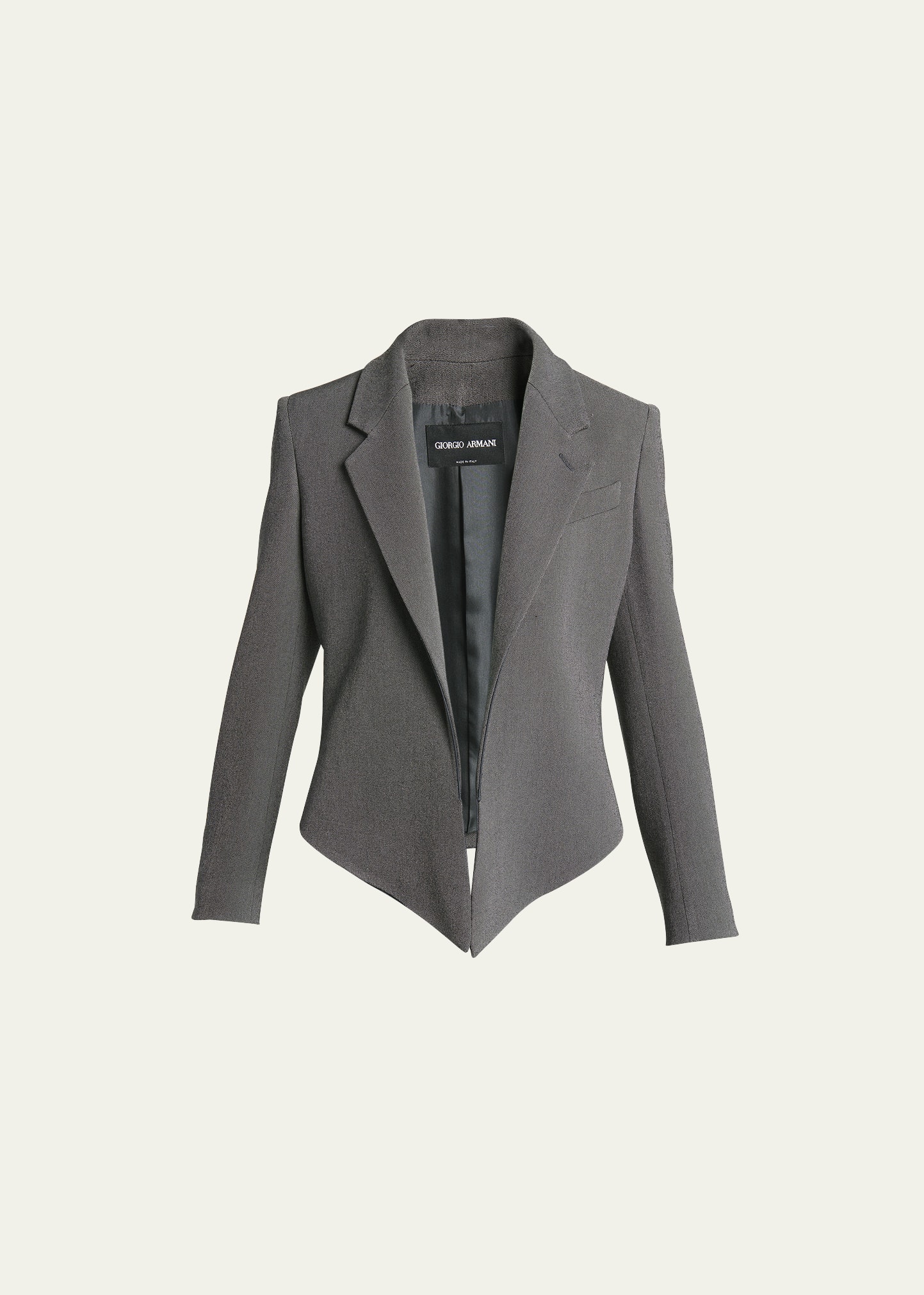 Giorgio Armani Open-front Textured Viscose Blazer In Dark Grey