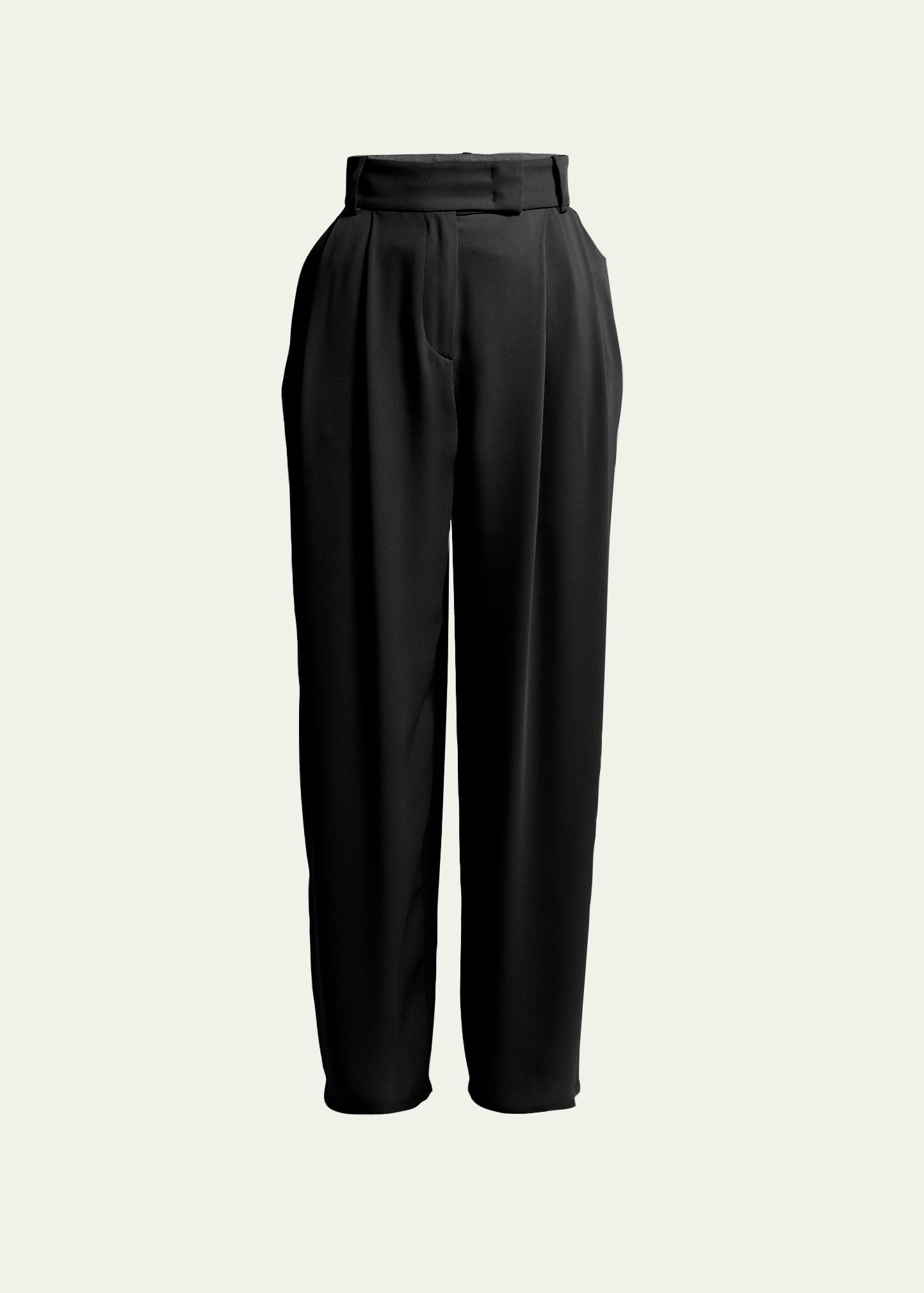 Giorgio Armani Pintuck Silk Georgette Trousers In Solid Black