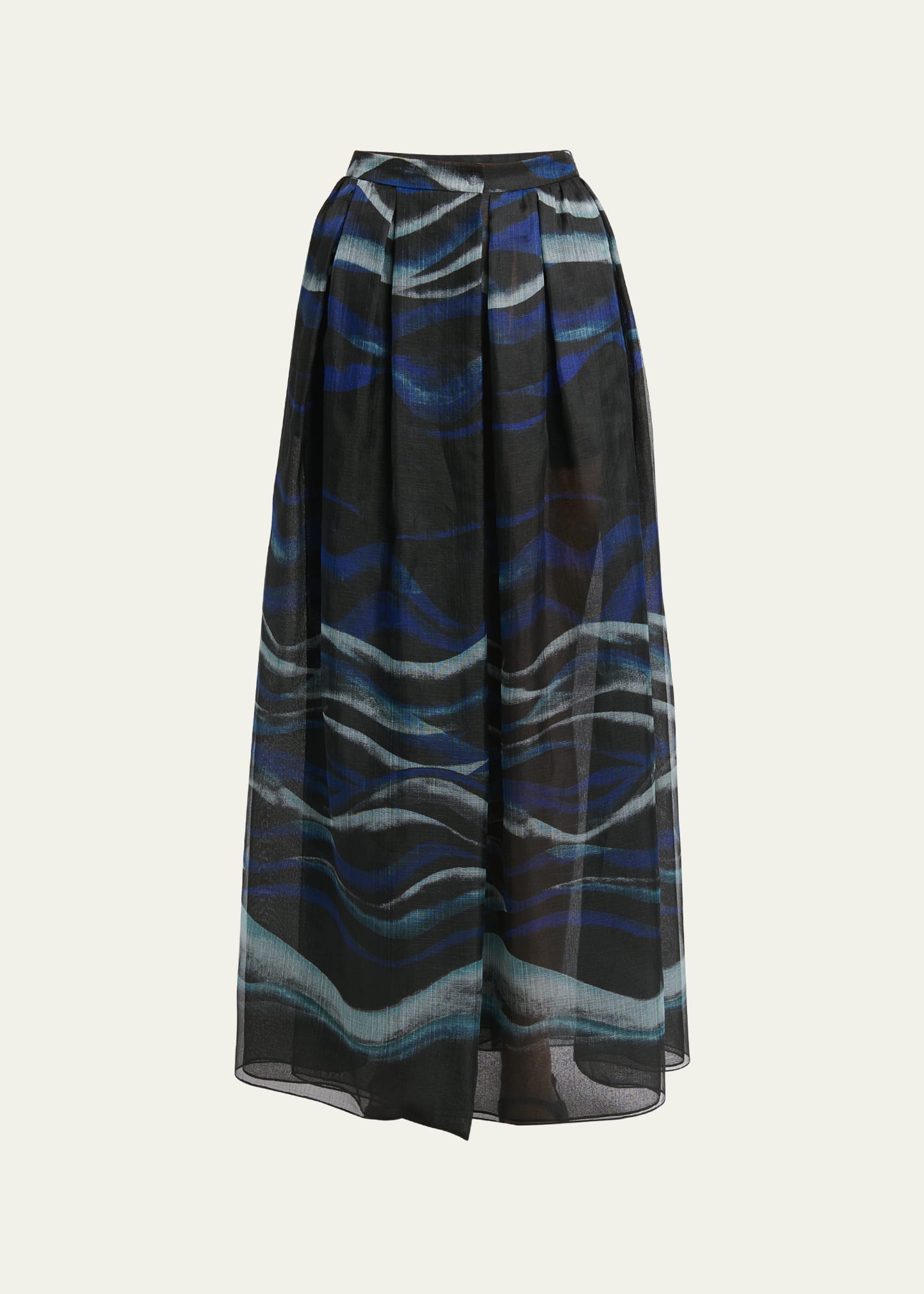 Giorgio Armani Night Water Print Silk Maxi Skirt In Solid Black