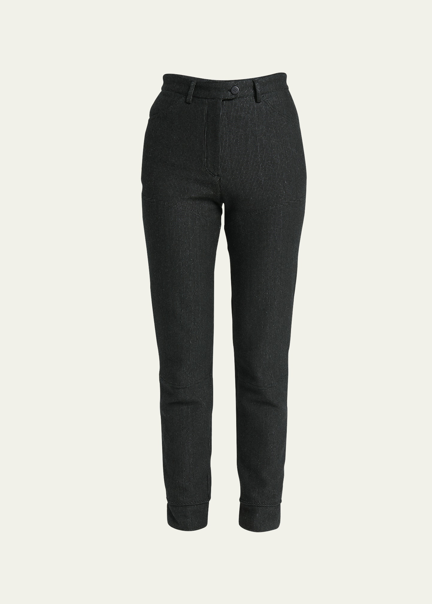 Giorgio Armani Jersey Jacquard Slim-leg Trousers In Solid Black