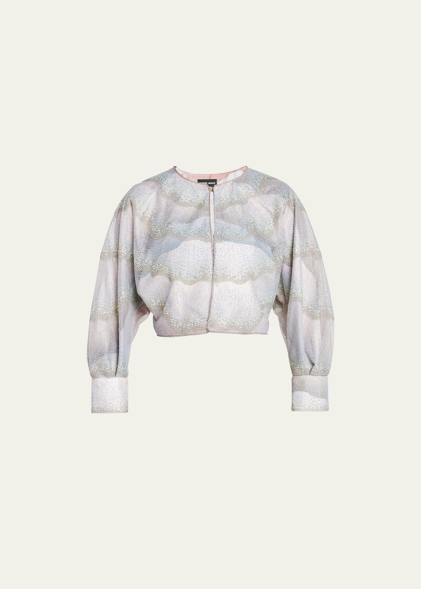 Shop Giorgio Armani Crystal Printed Silk Bolero Jacket In Multi